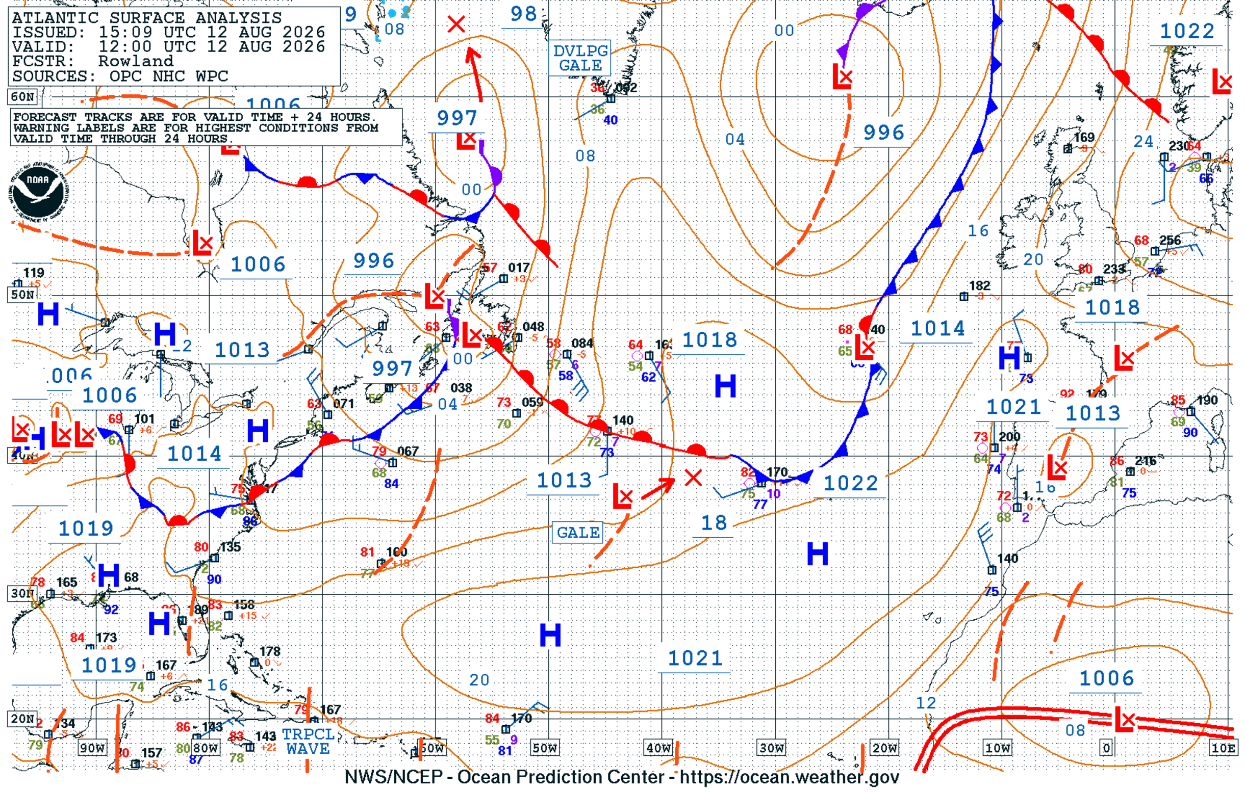 North Atlantic Surface Analysis