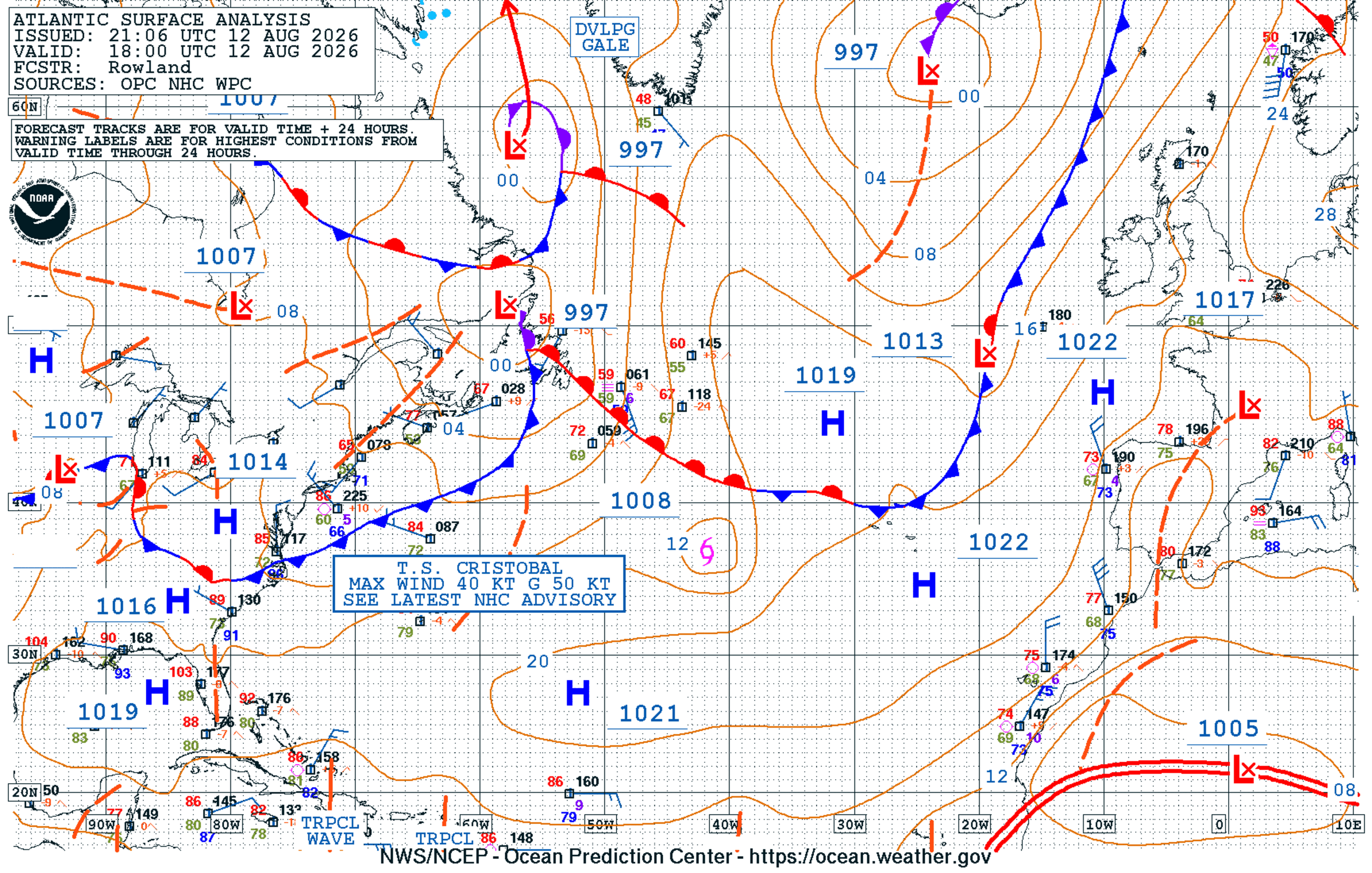 North Atlantic Surface Analysis