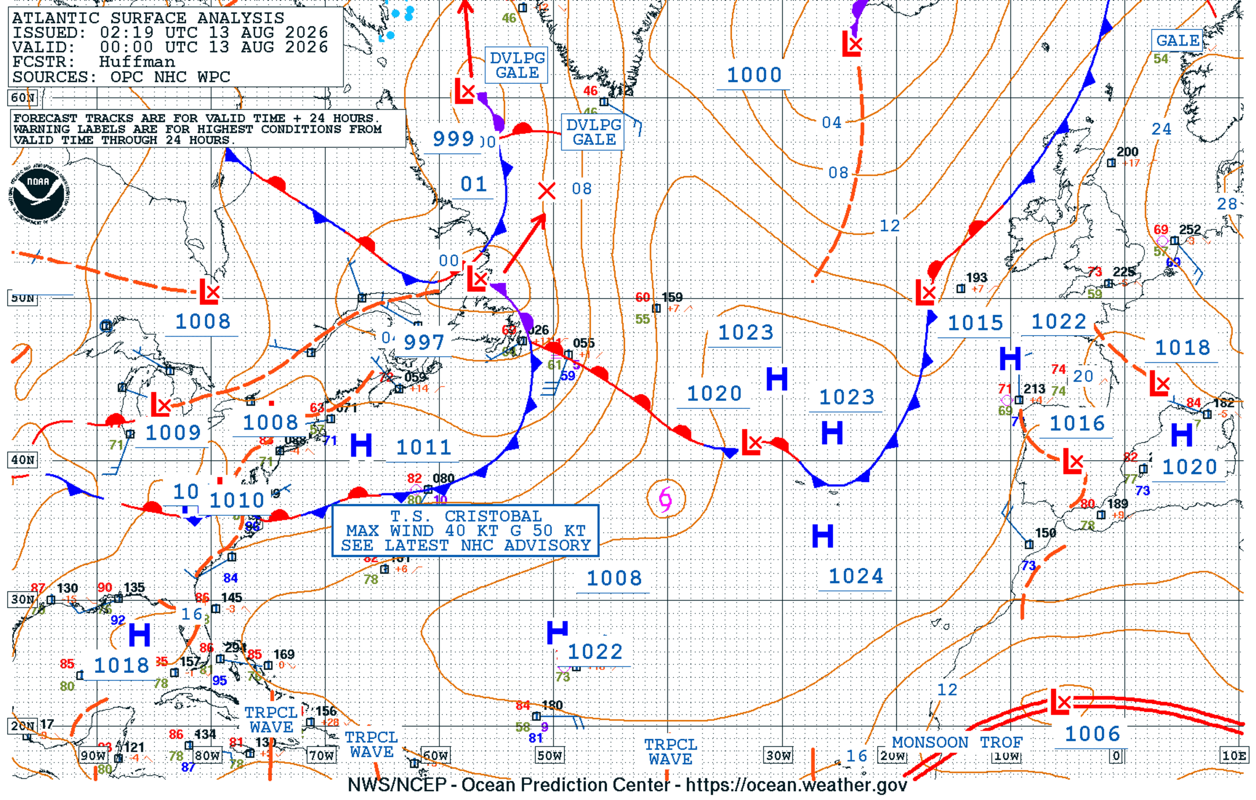 North Atlantic Surface Analysis
