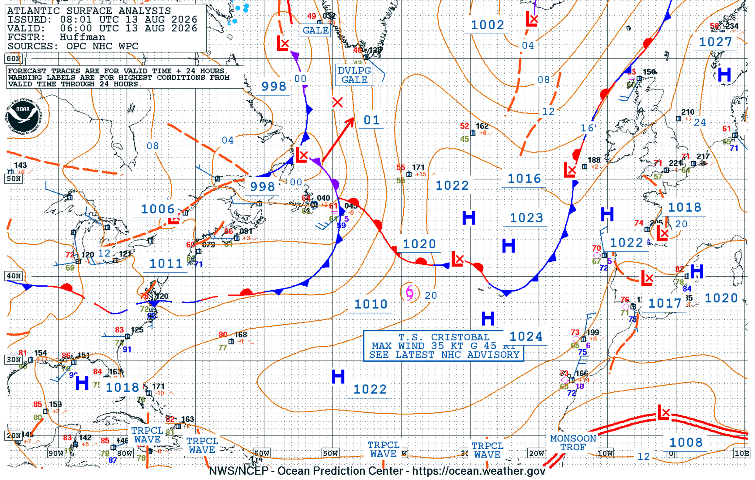North Atlantic Surface Analysis