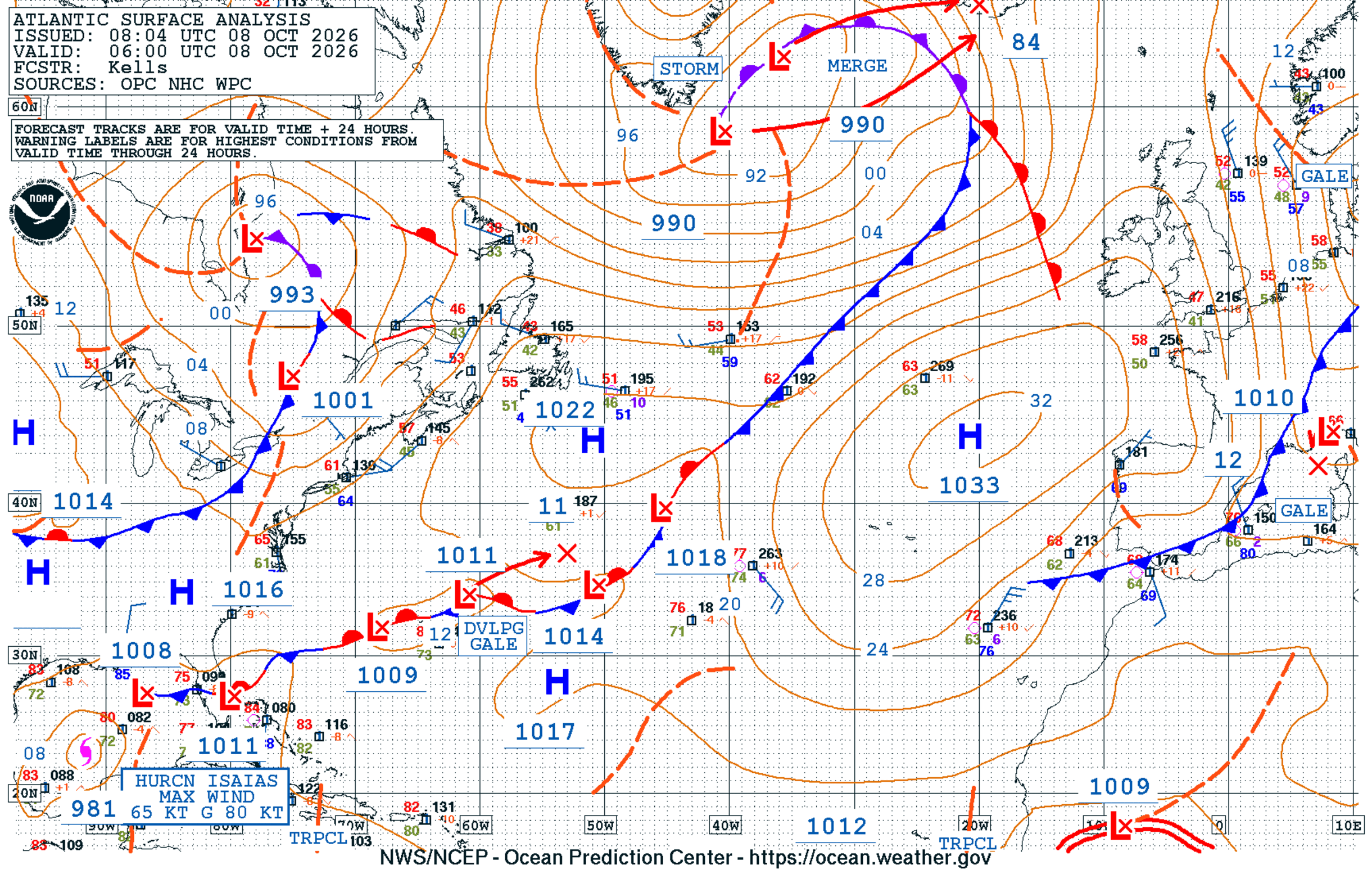 North Atlantic Surface Analysis