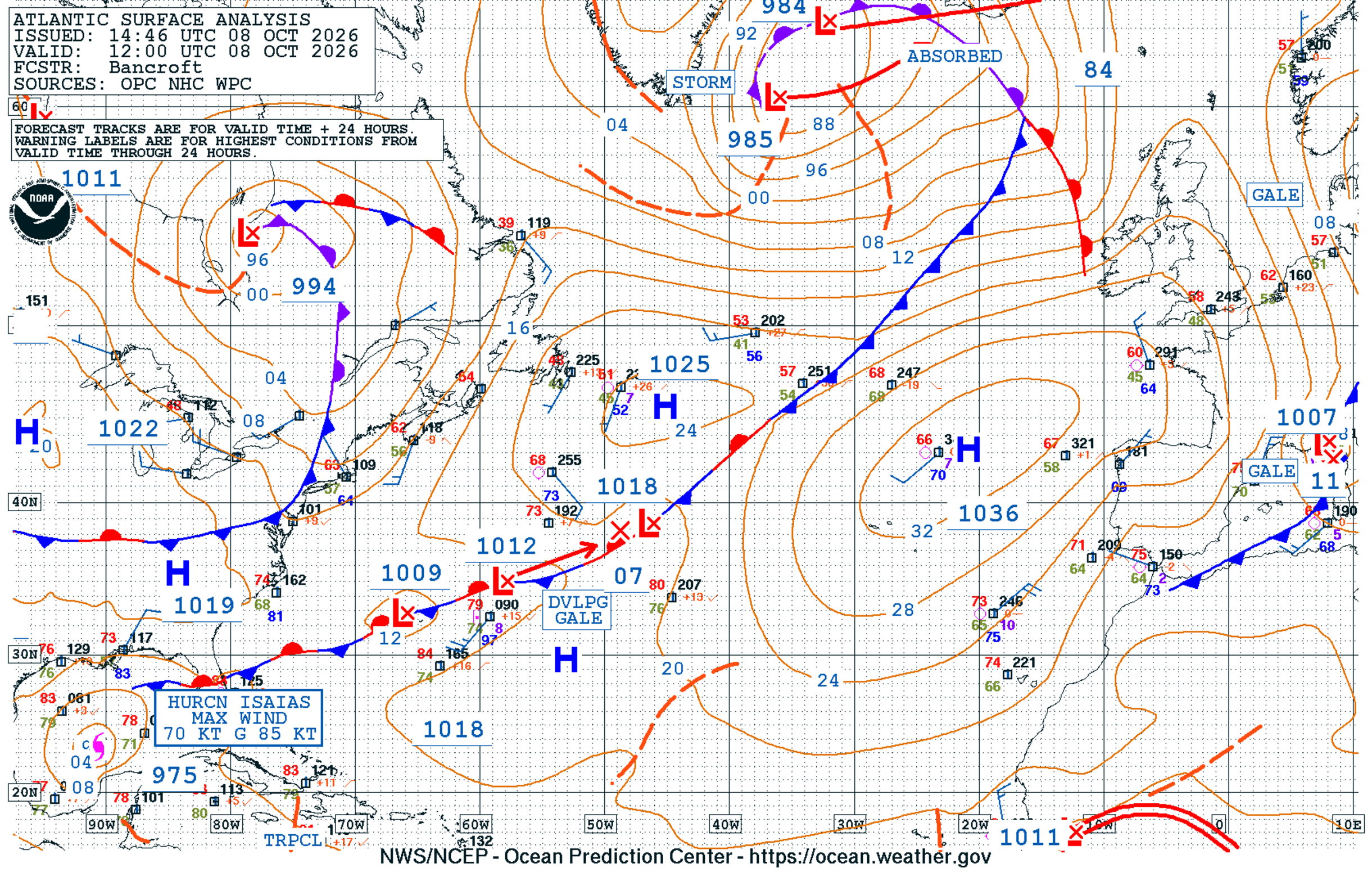 North Atlantic Surface Analysis