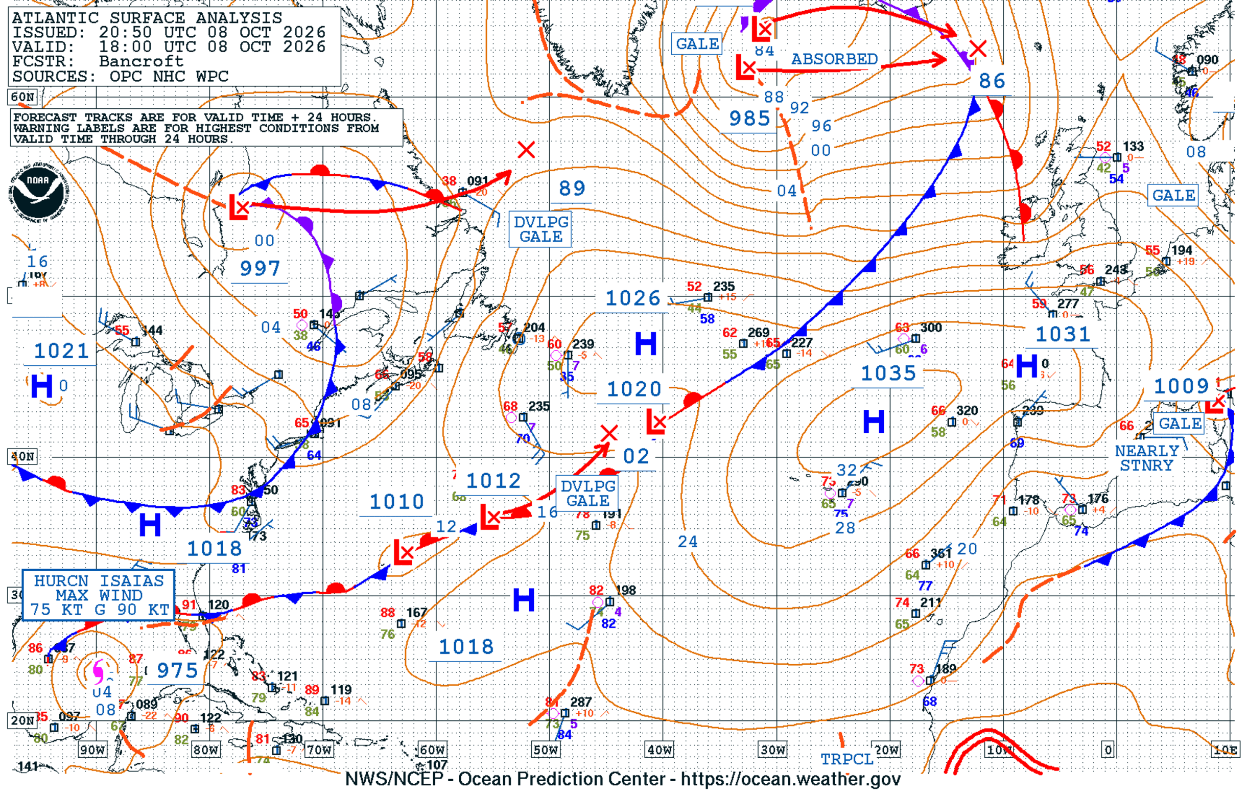 North Atlantic Surface Analysis