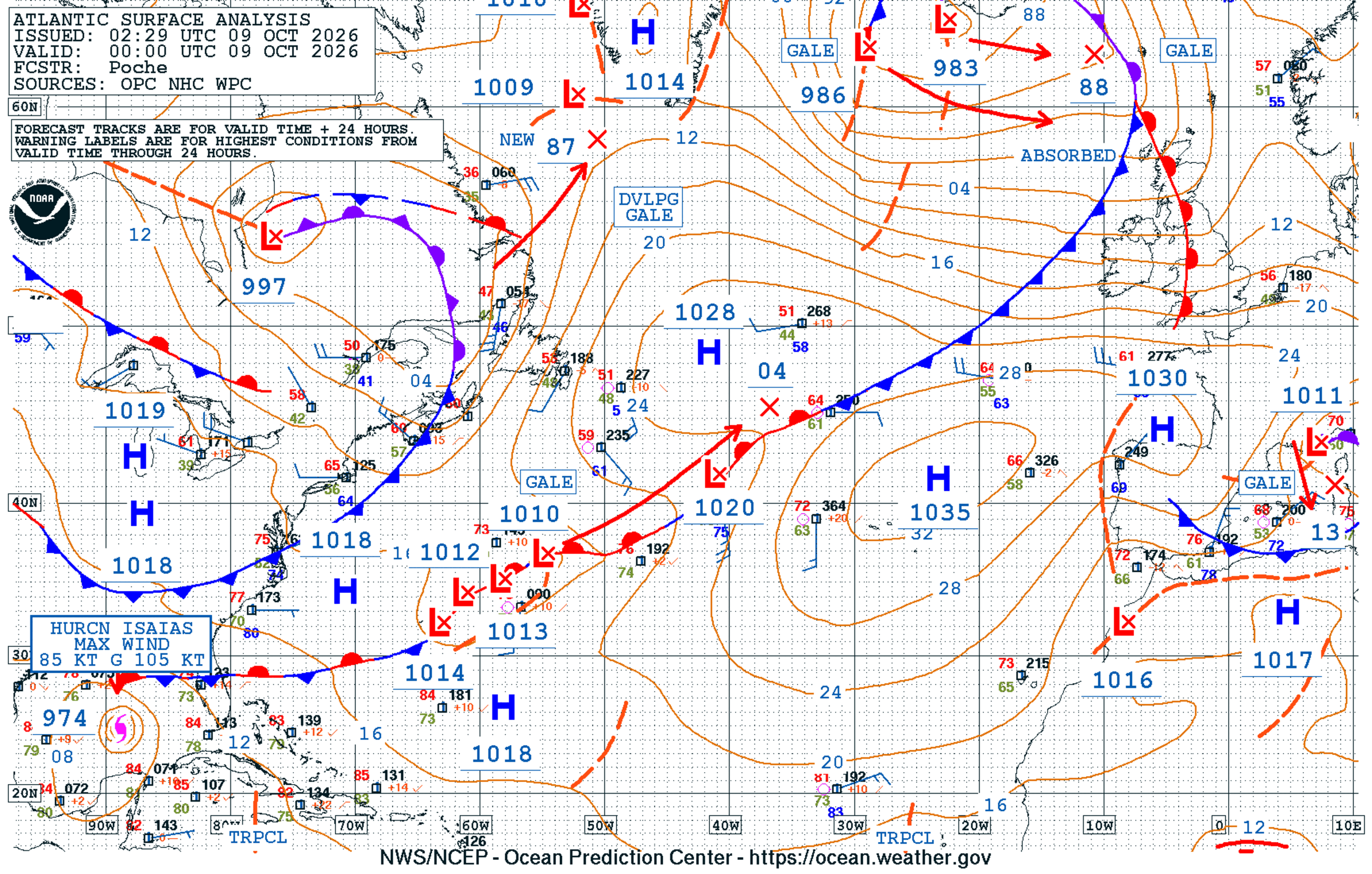 North Atlantic Surface Analysis