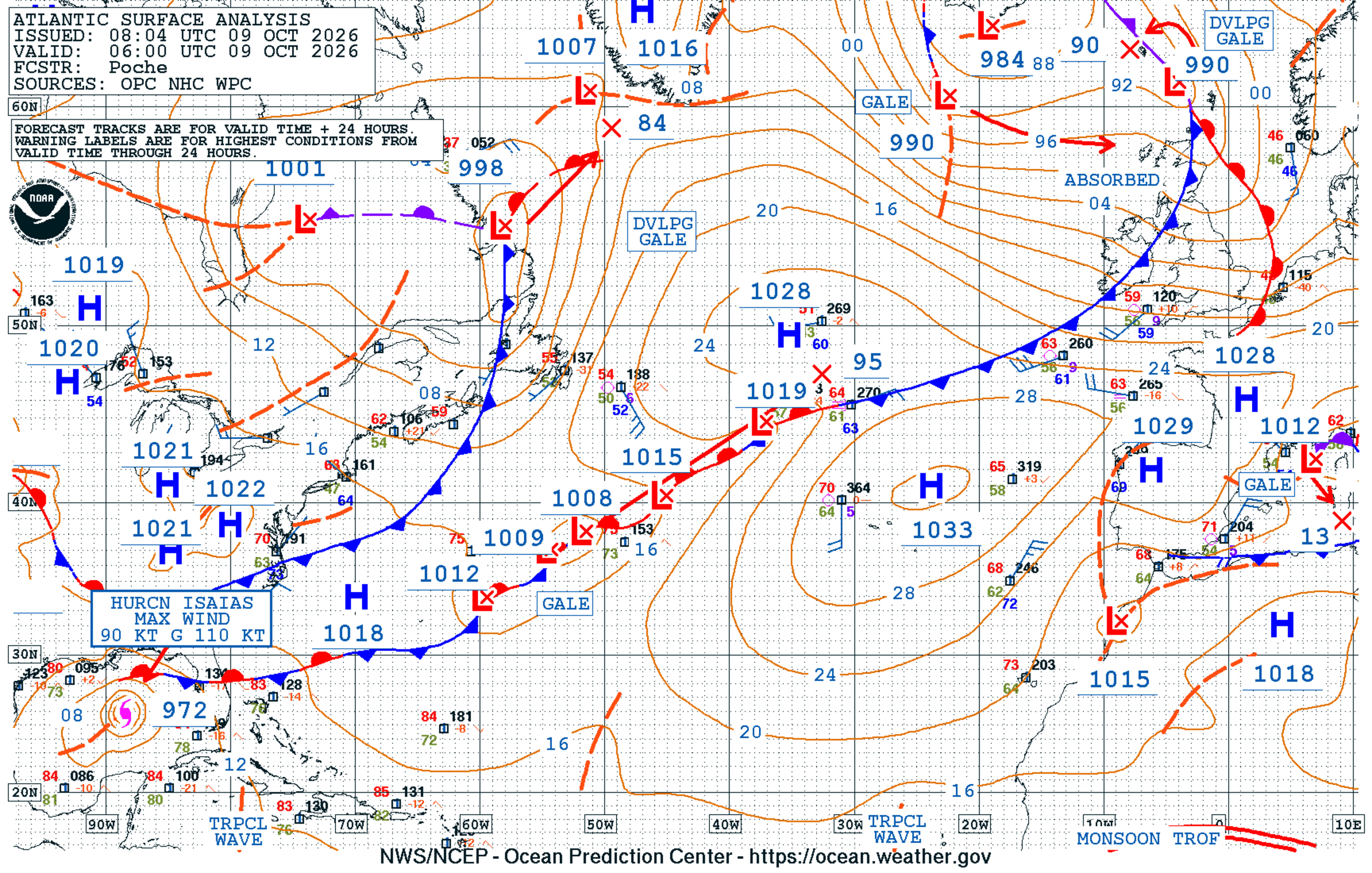 North Atlantic Surface Analysis