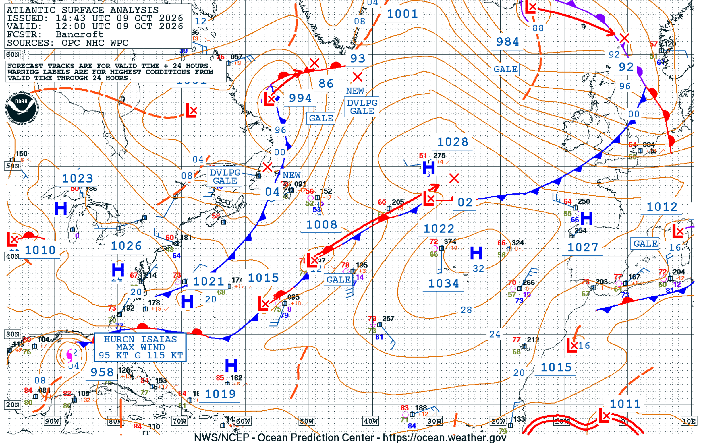 North Atlantic Surface Analysis