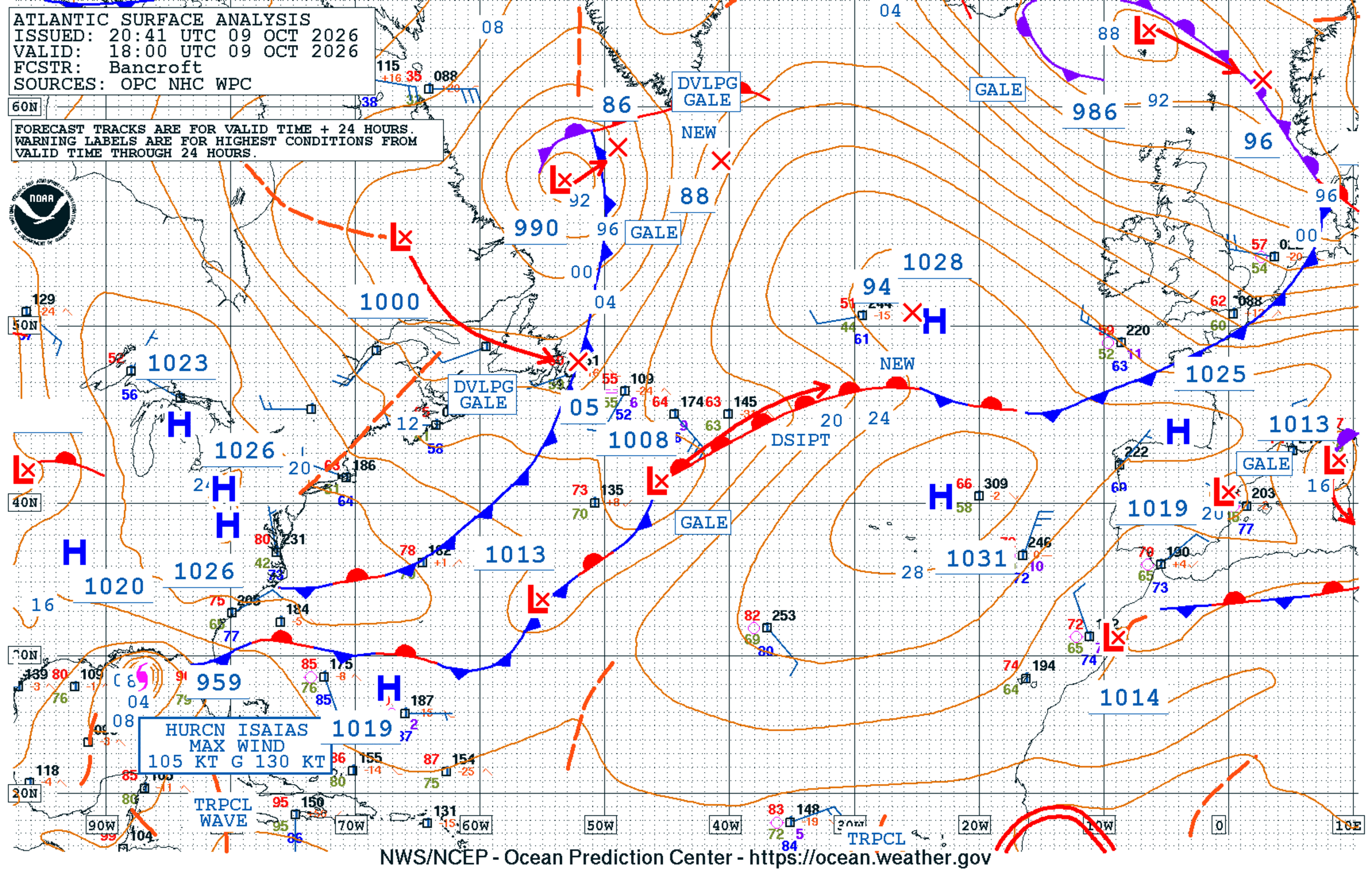 North Atlantic Surface Analysis