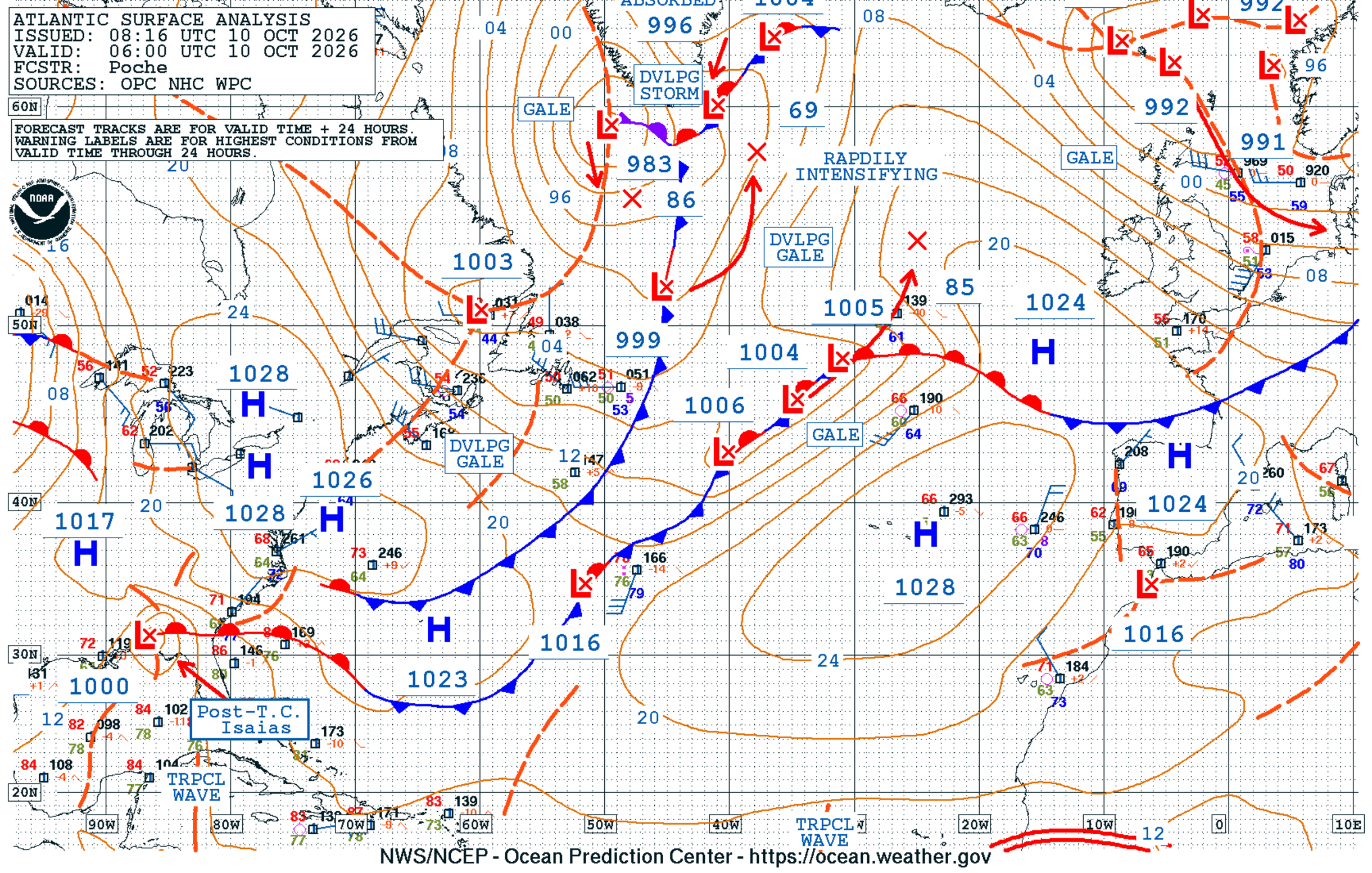 North Atlantic Surface Analysis