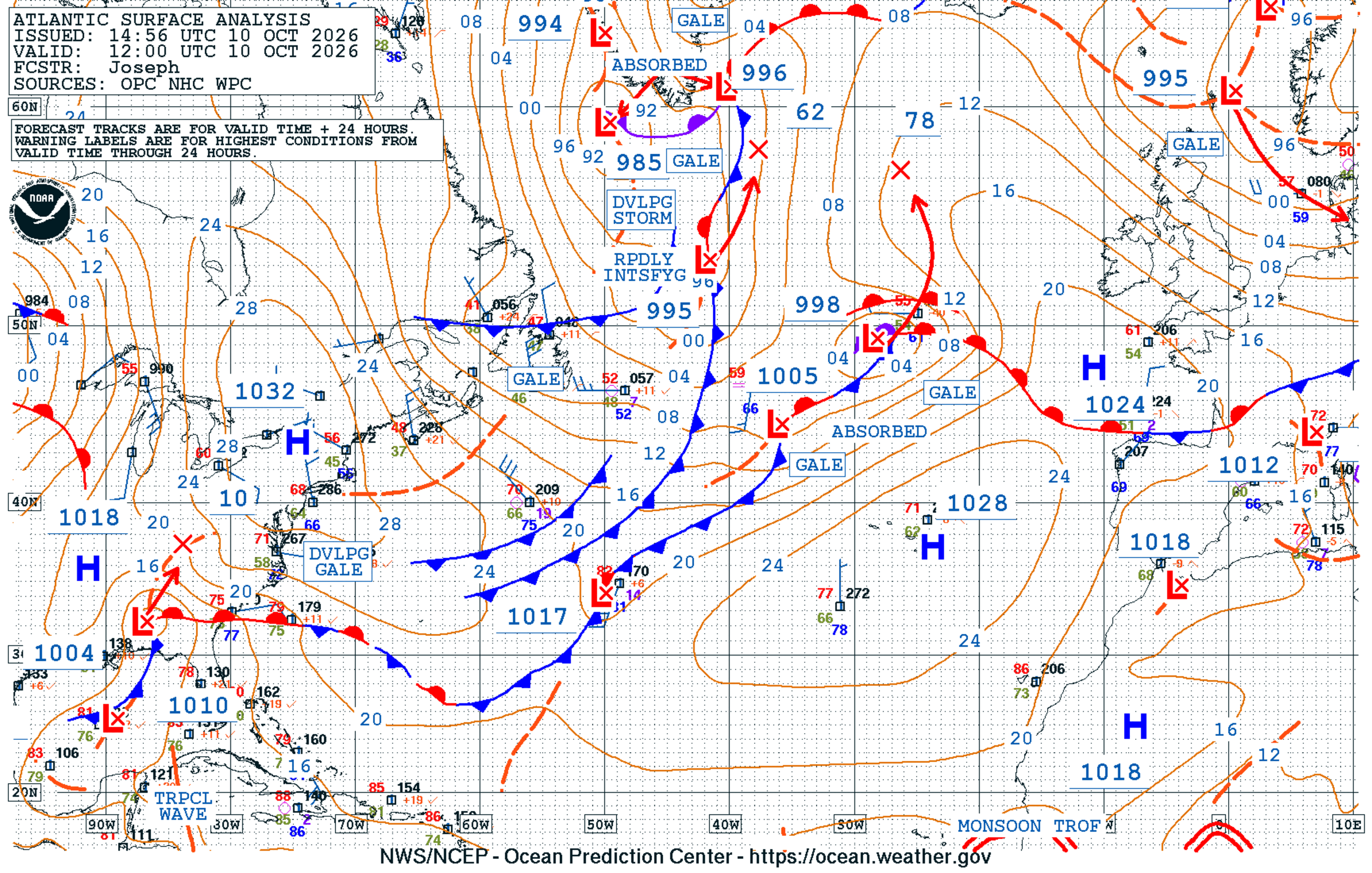 North Atlantic Surface Analysis