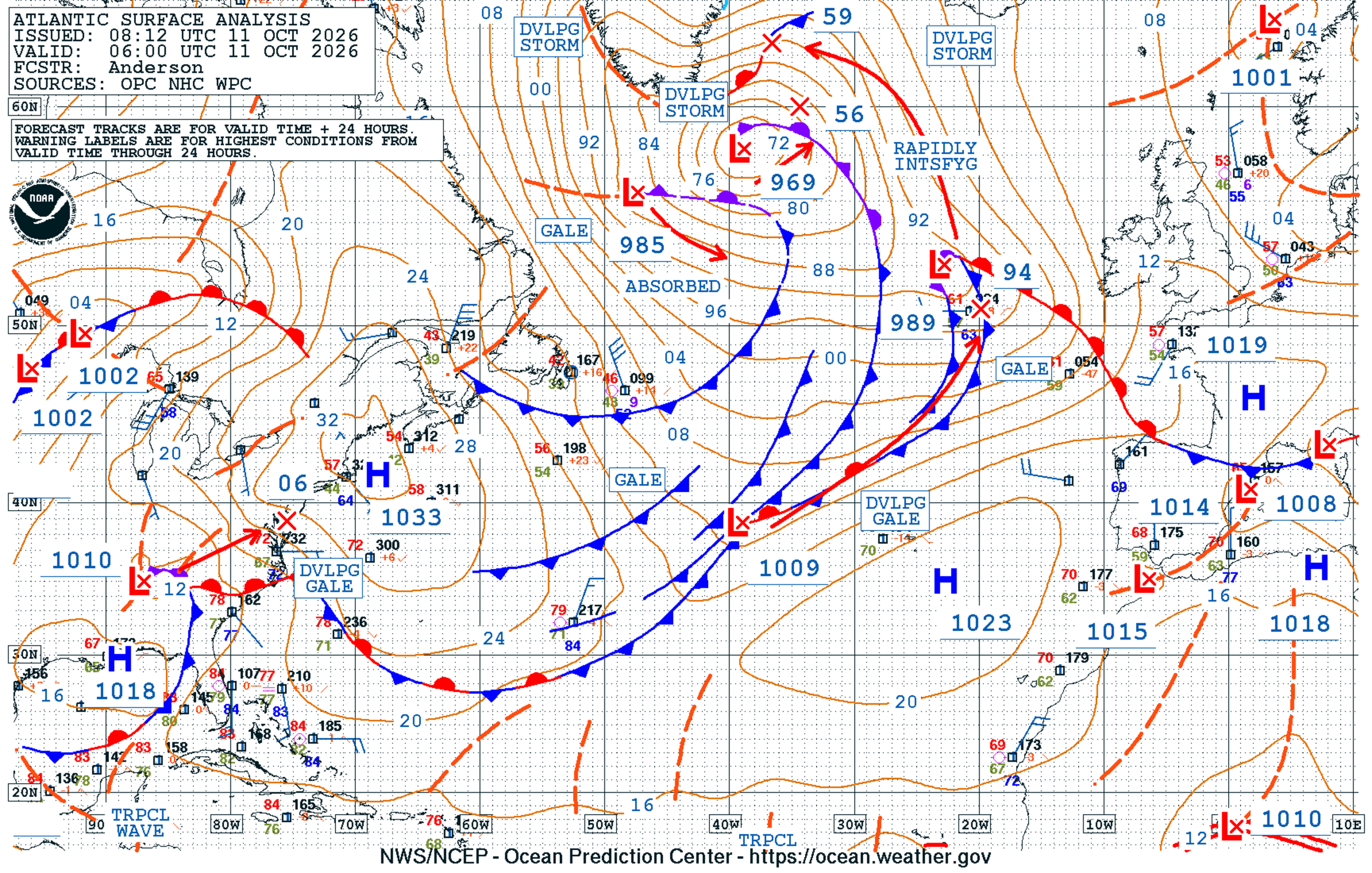 North Atlantic Surface Analysis