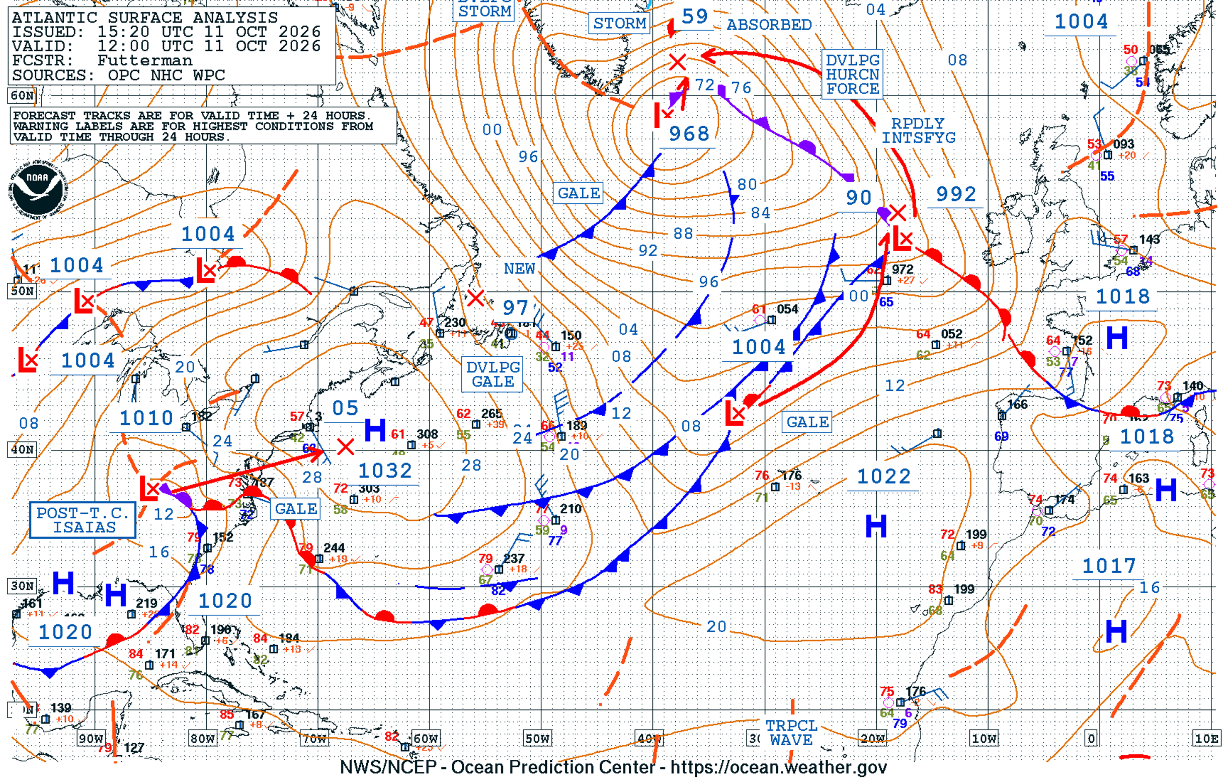 North Atlantic Surface Analysis