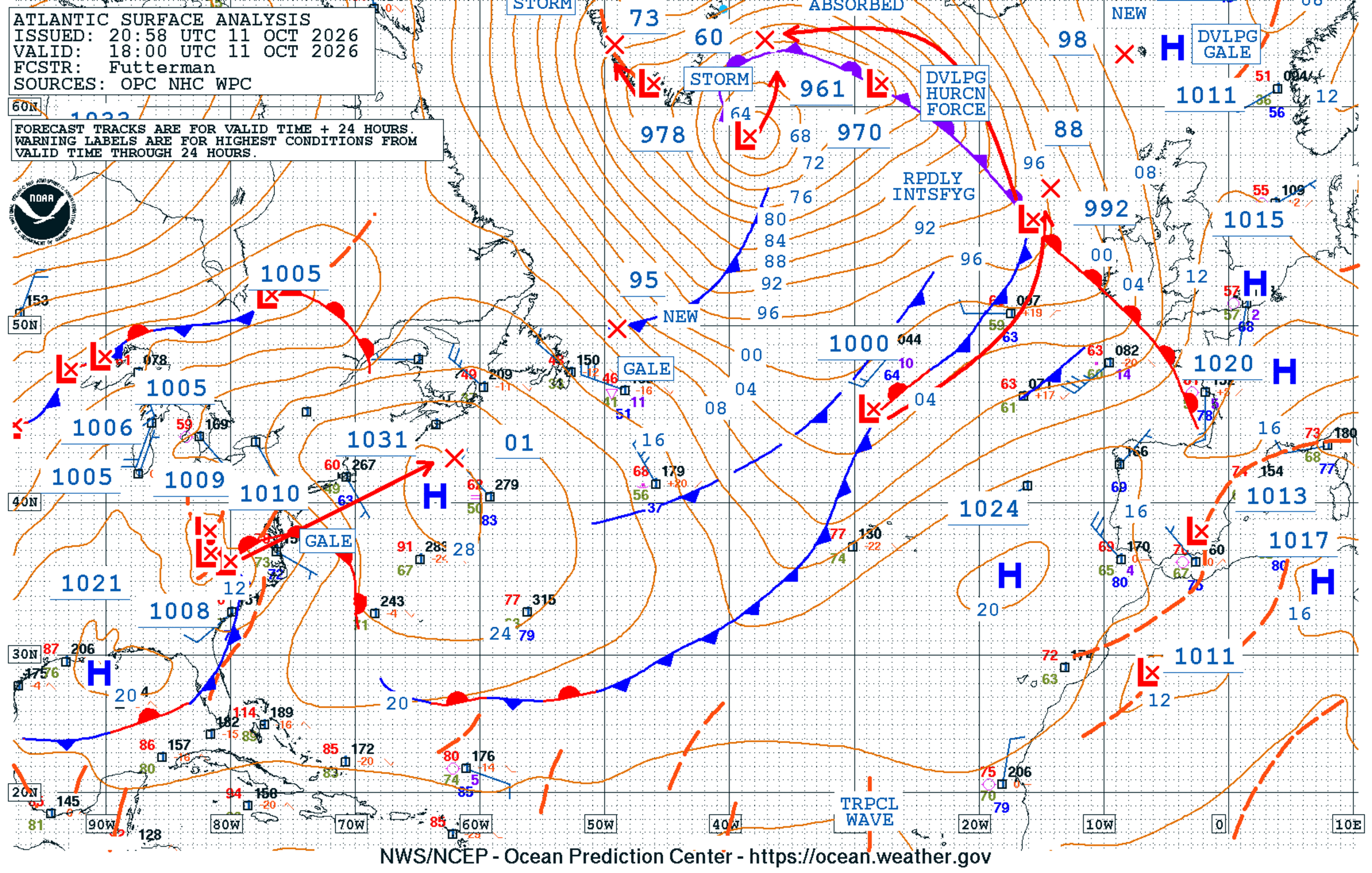 North Atlantic Surface Analysis