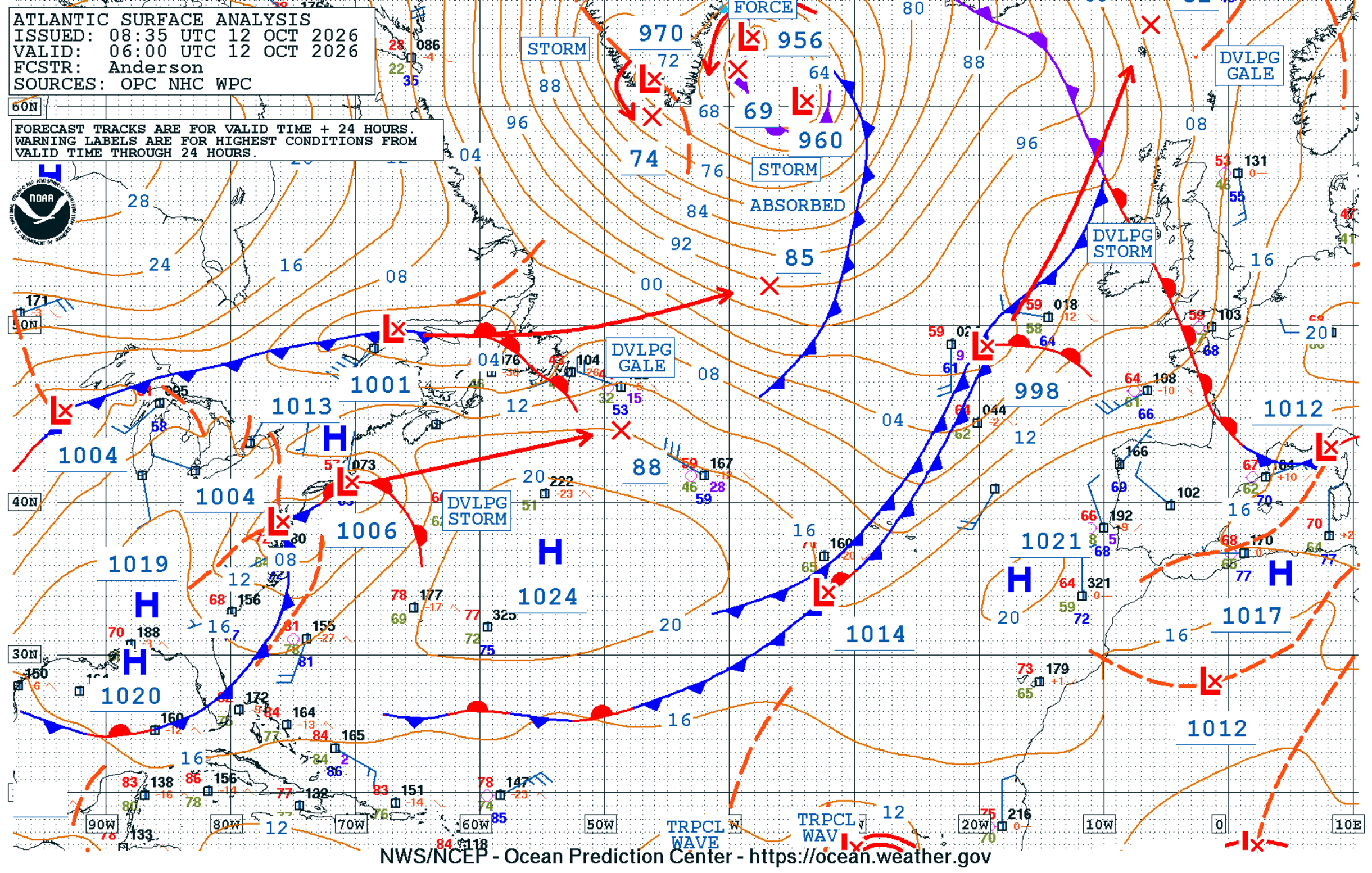 North Atlantic Surface Analysis