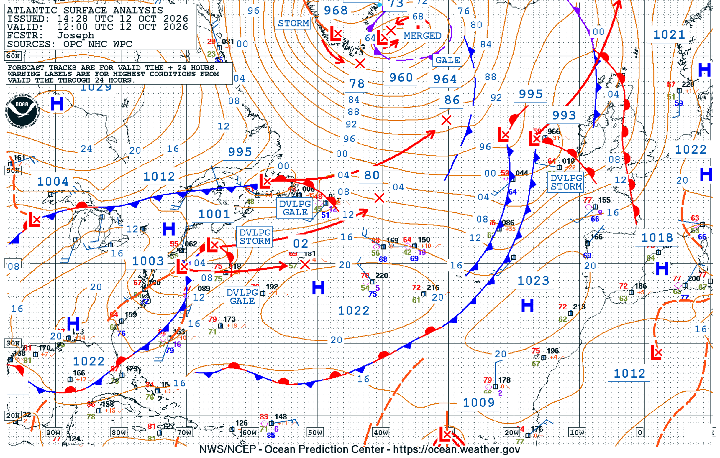 North Atlantic Surface Analysis