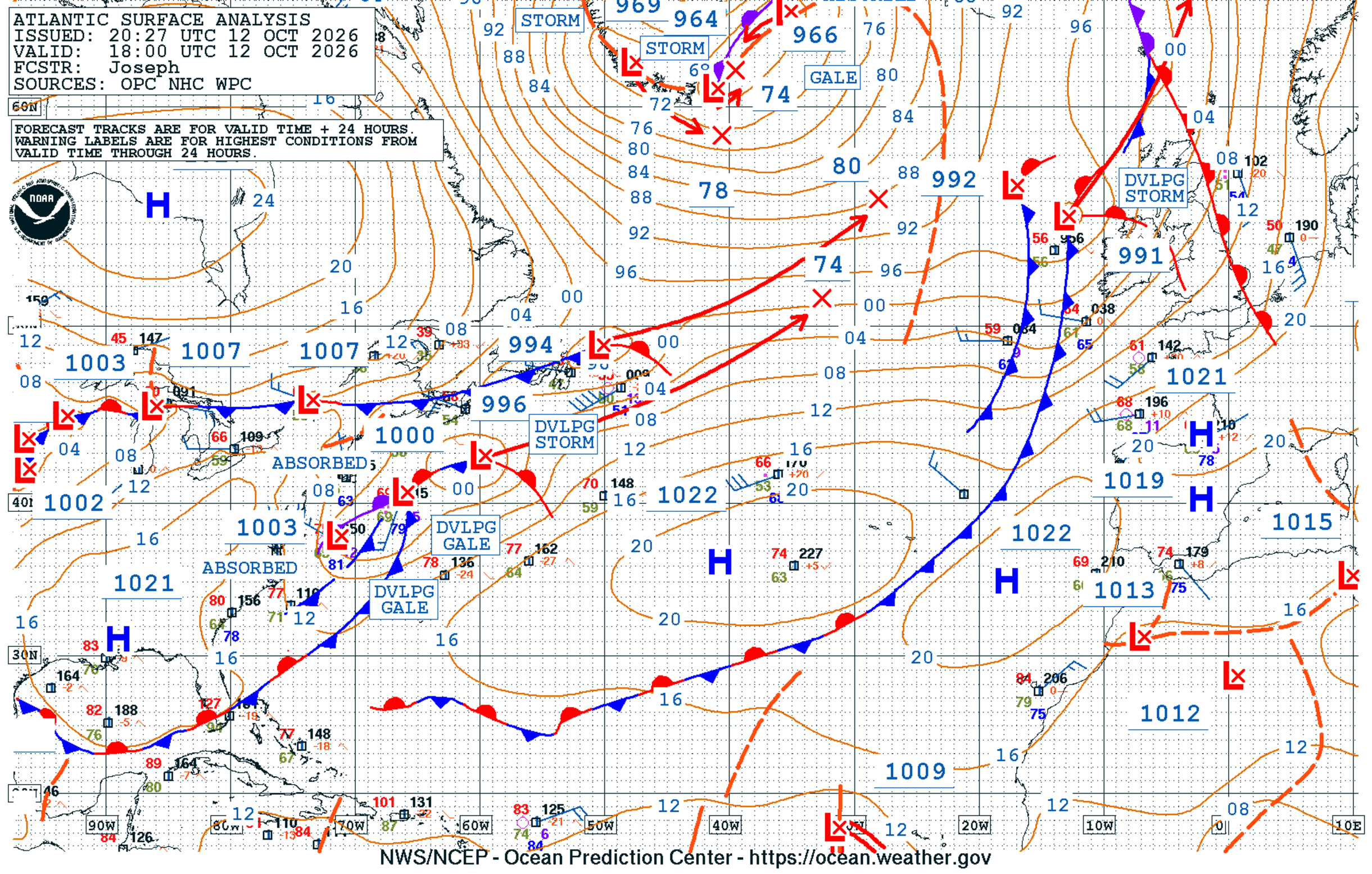 North Atlantic Surface Analysis
