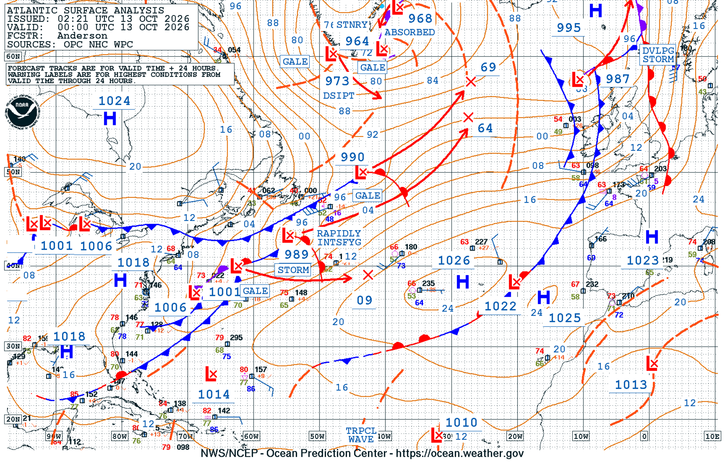 North Atlantic Surface Analysis