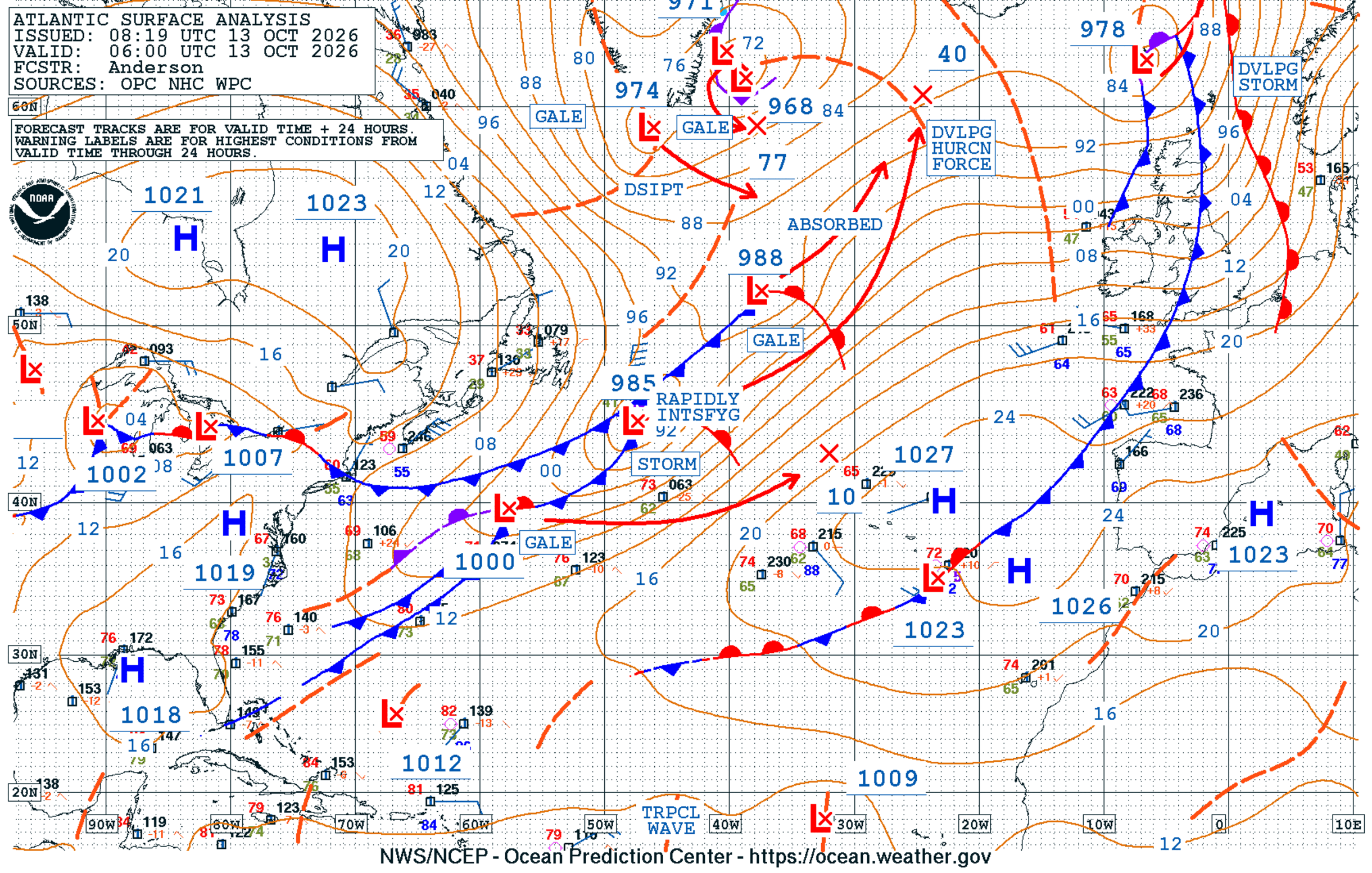 North Atlantic Surface Analysis