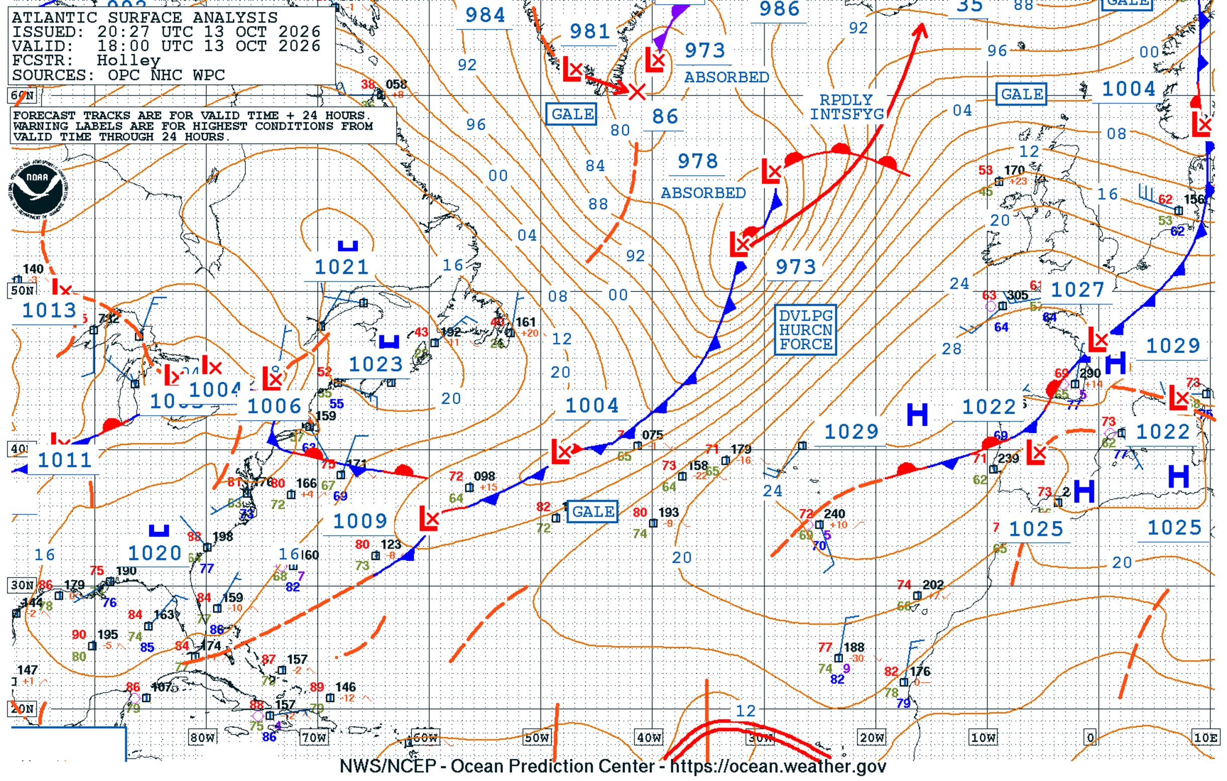 North Atlantic Surface Analysis