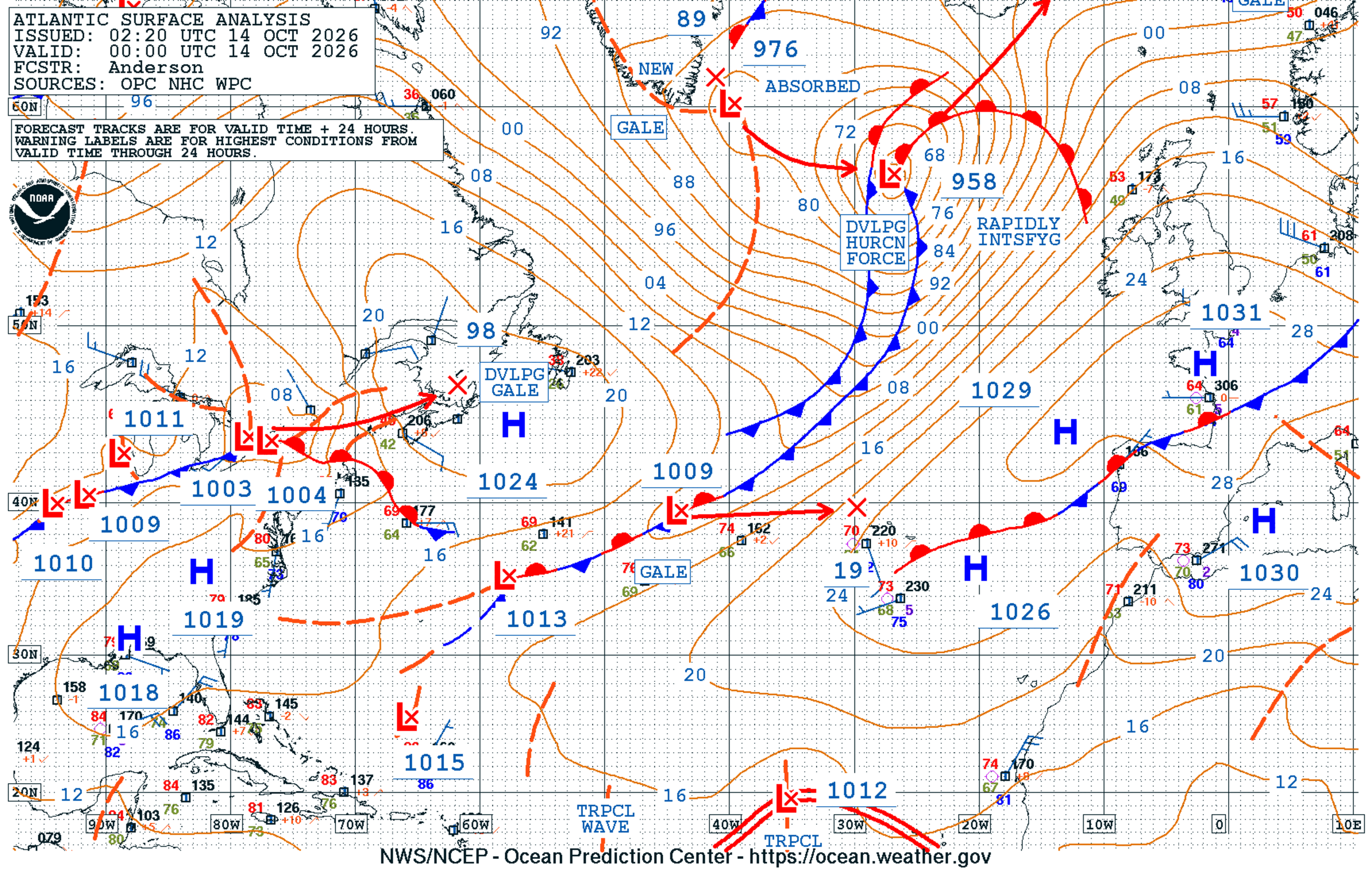 North Atlantic Surface Analysis