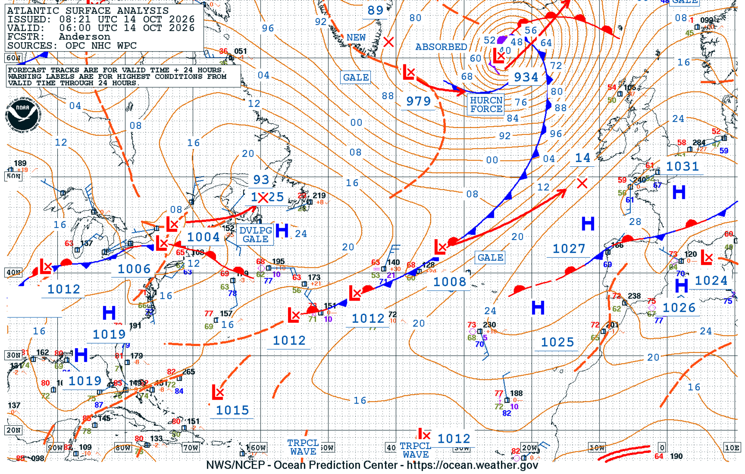 North Atlantic Surface Analysis