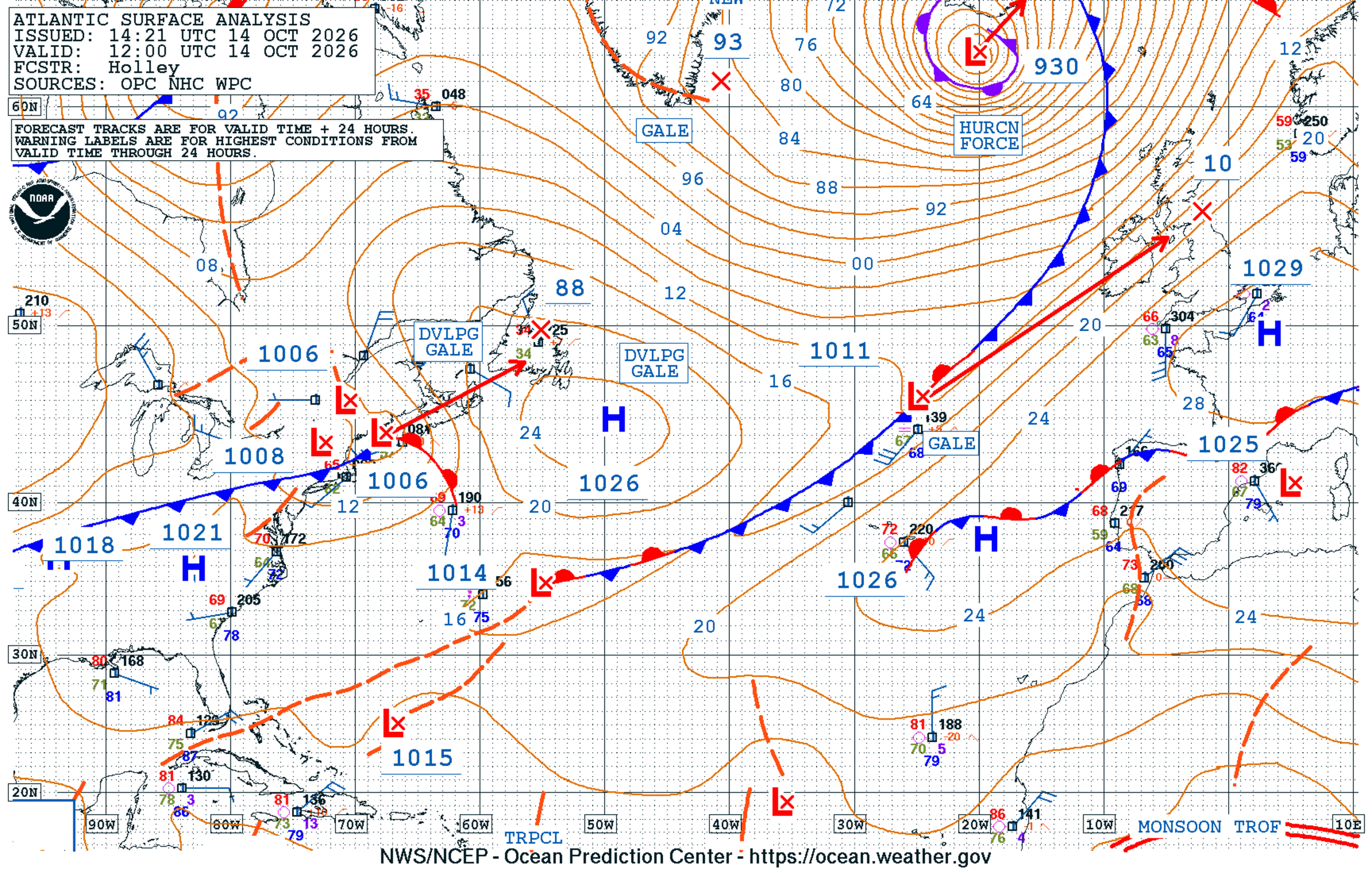 North Atlantic Surface Analysis