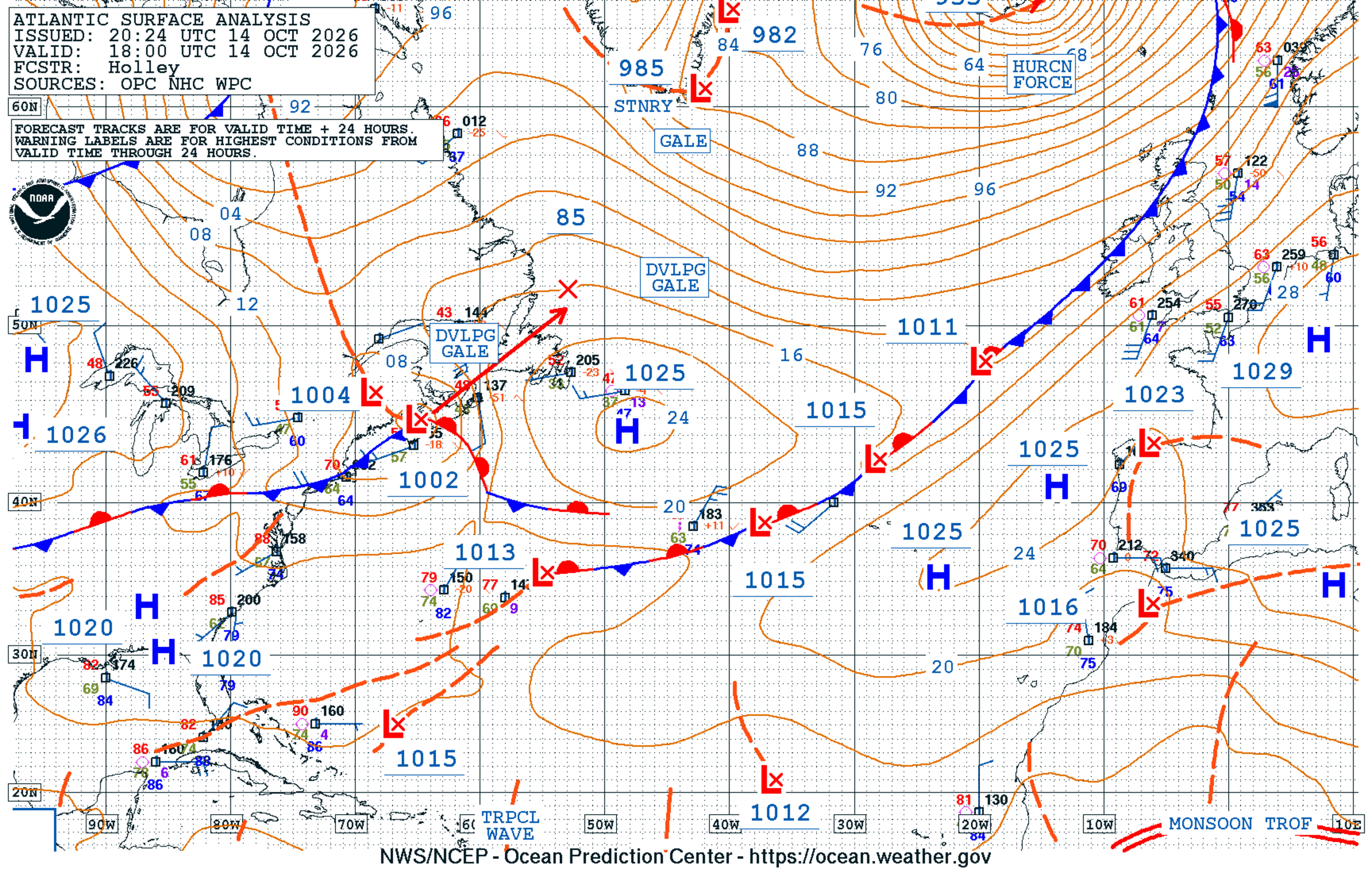 North Atlantic Surface Analysis
