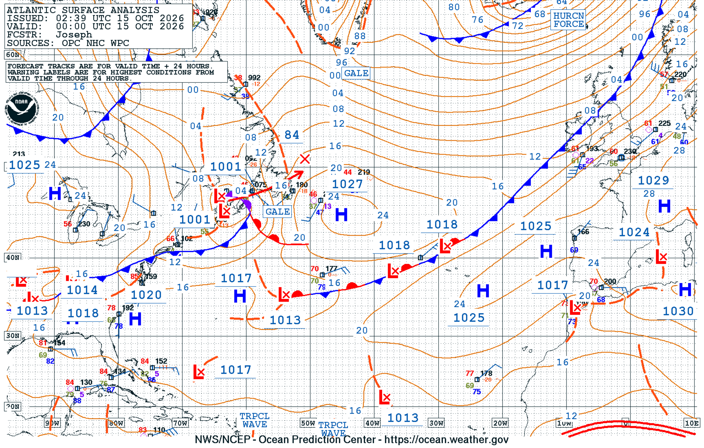 North Atlantic Surface Analysis