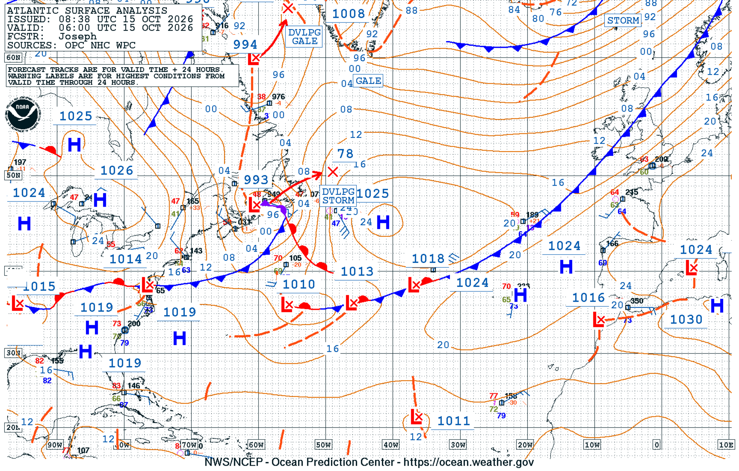 North Atlantic Surface Analysis