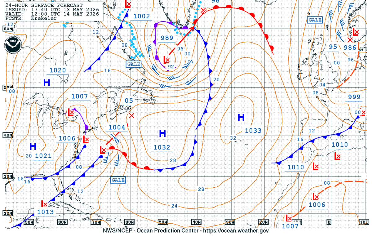 North Atlantic 24 Hour Surface Forecast