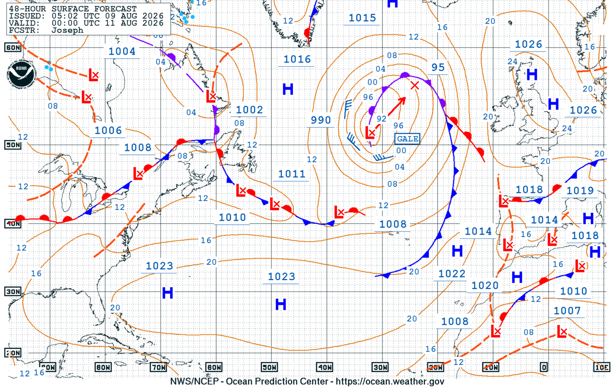 North Atlantic 48 Hour Surface Forecast