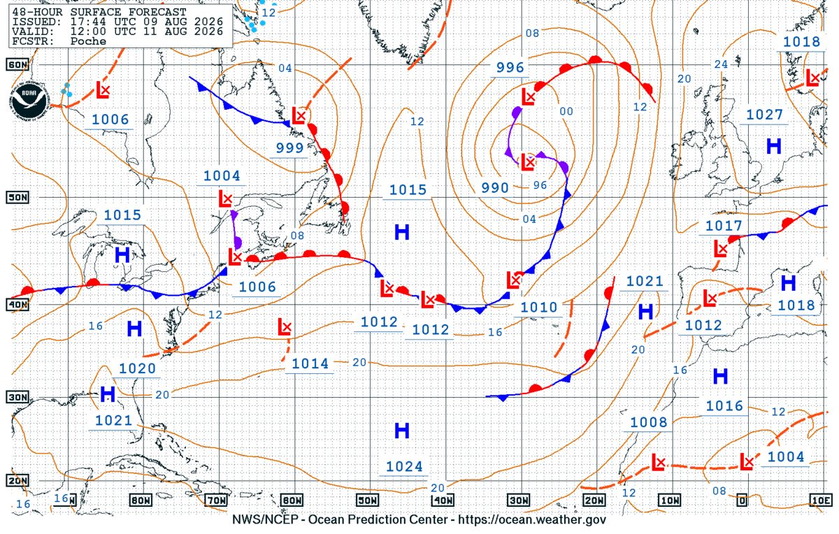 North Atlantic 48 Hour Surface Forecast