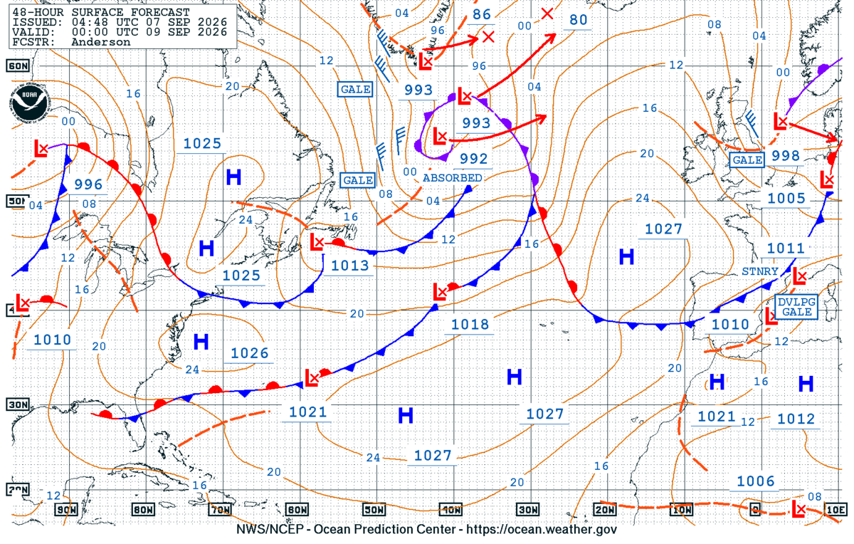 North Atlantic 48 Hour Surface Forecast