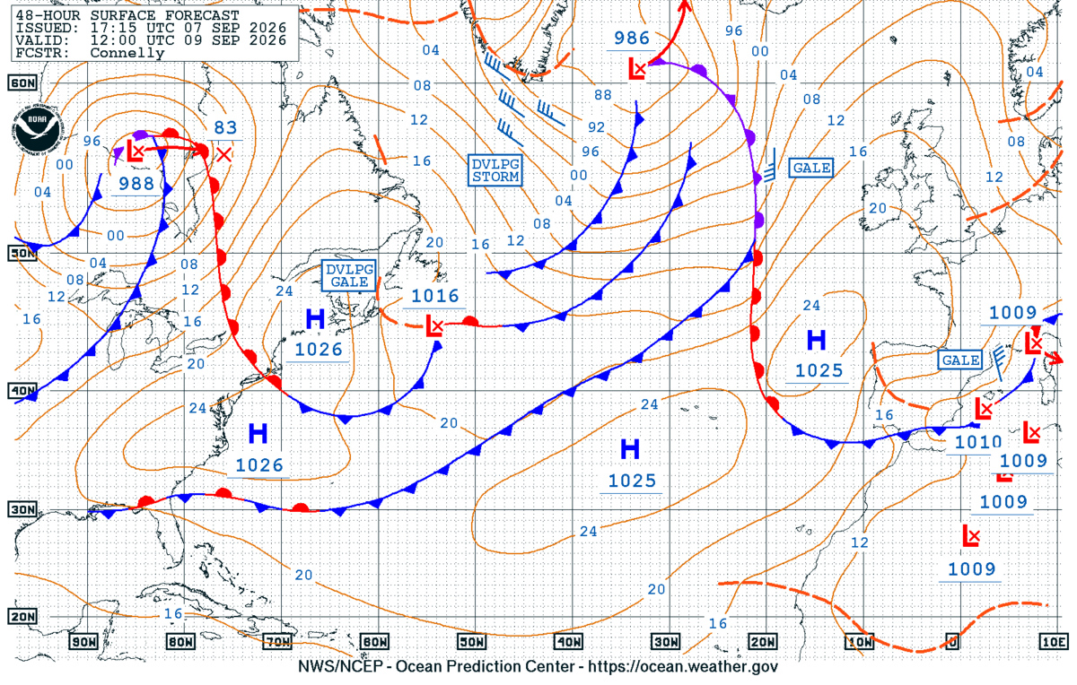 North Atlantic 48 Hour Surface Forecast
