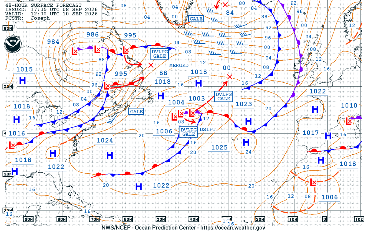 North Atlantic 48 Hour Surface Forecast