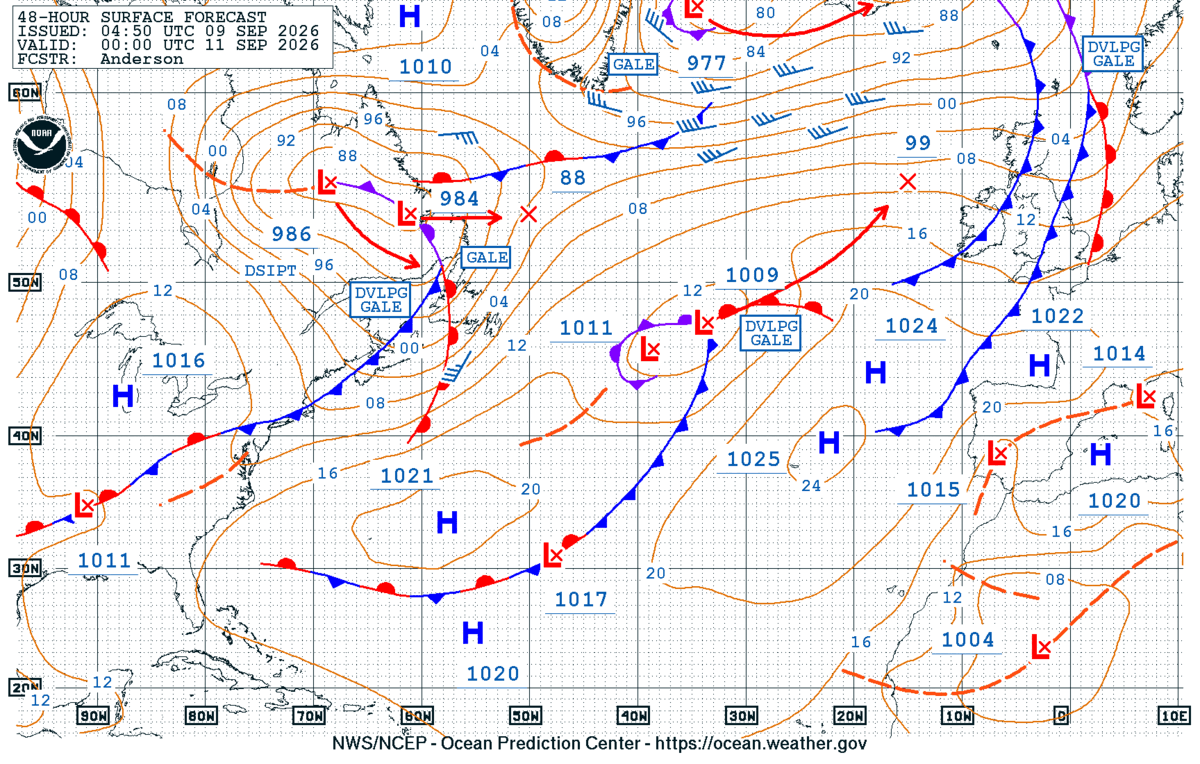 North Atlantic 48 Hour Surface Forecast