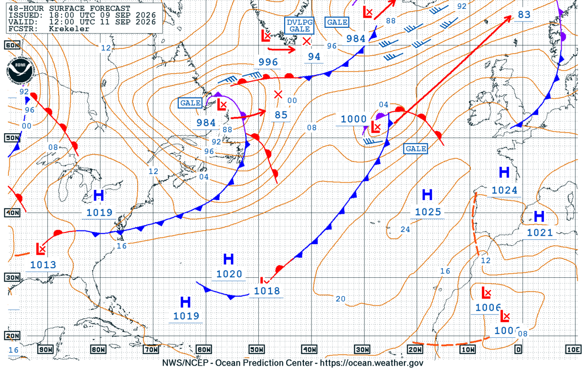 North Atlantic 48 Hour Surface Forecast