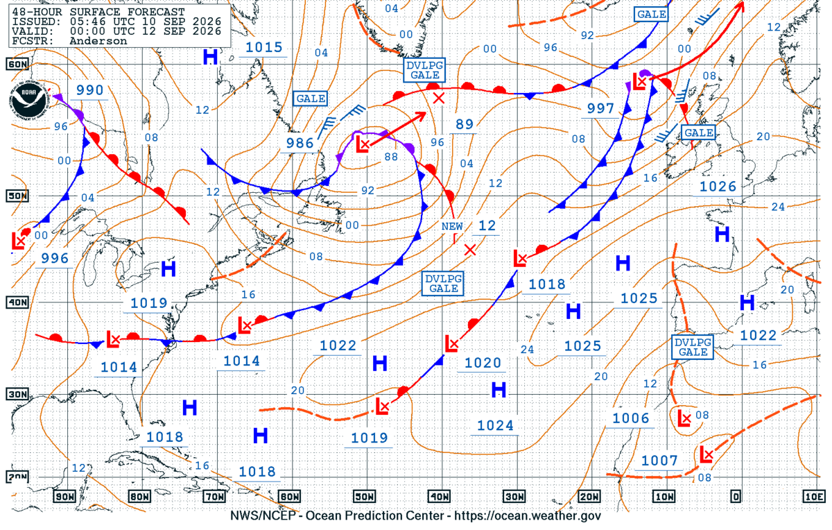 North Atlantic 48 Hour Surface Forecast