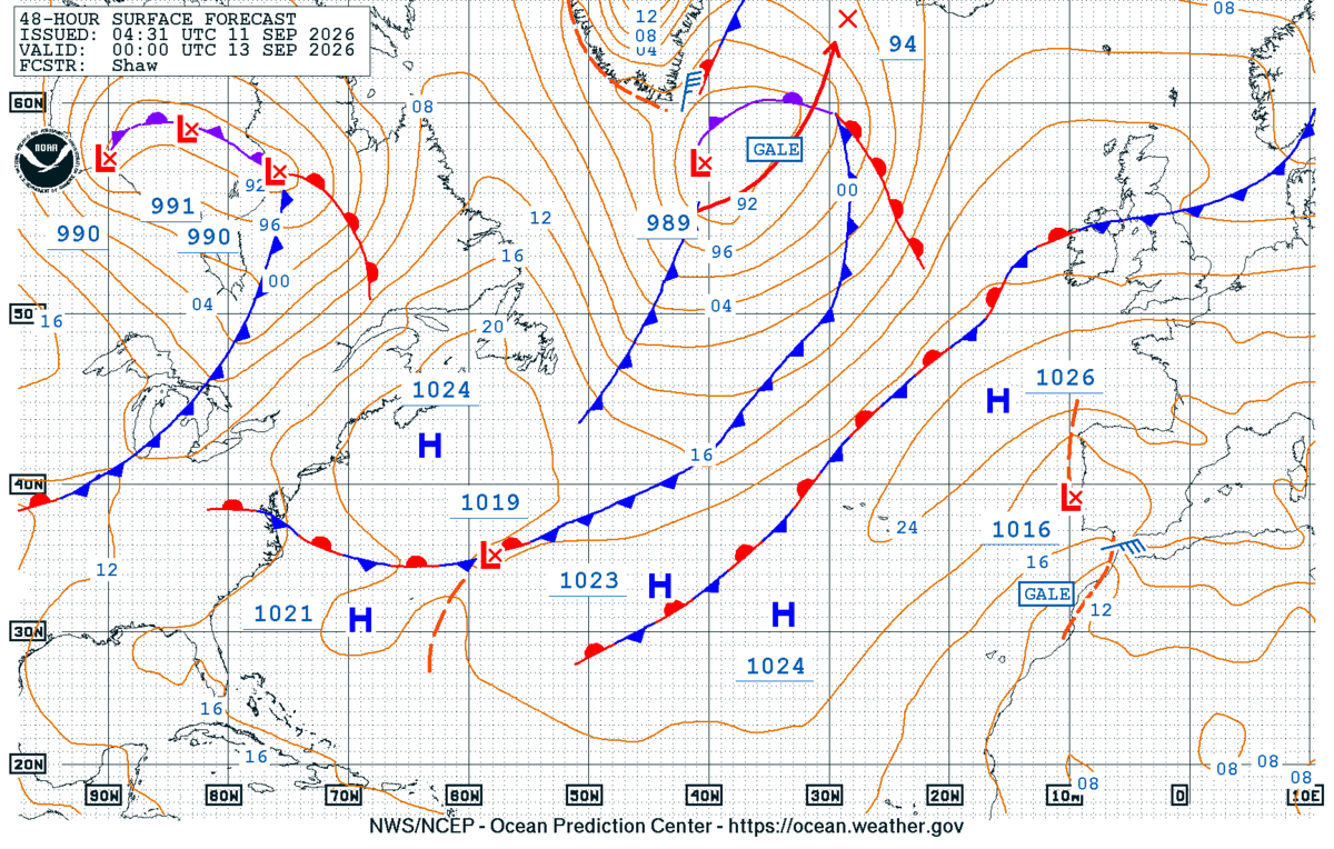 North Atlantic 48 Hour Surface Forecast
