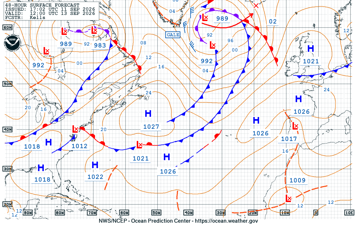 North Atlantic 48 Hour Surface Forecast