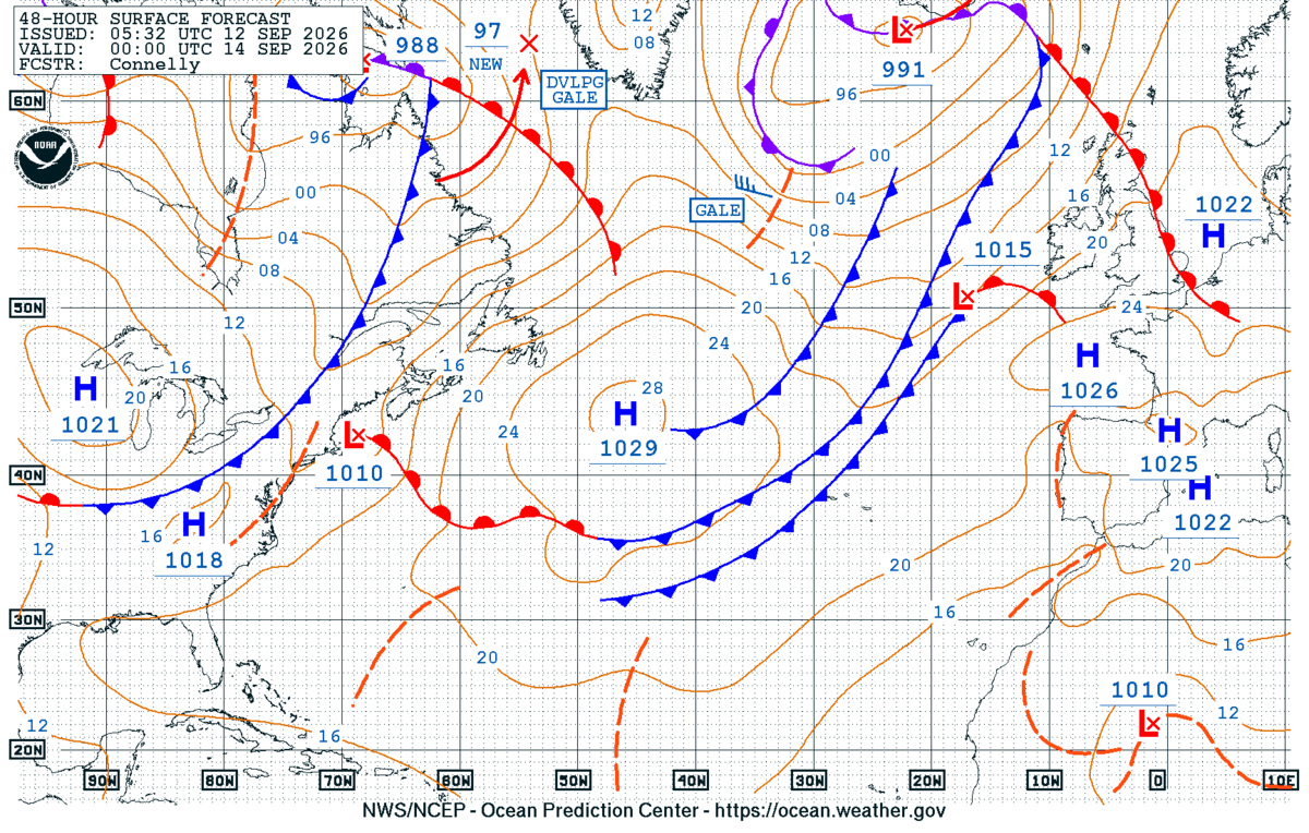 North Atlantic 48 Hour Surface Forecast