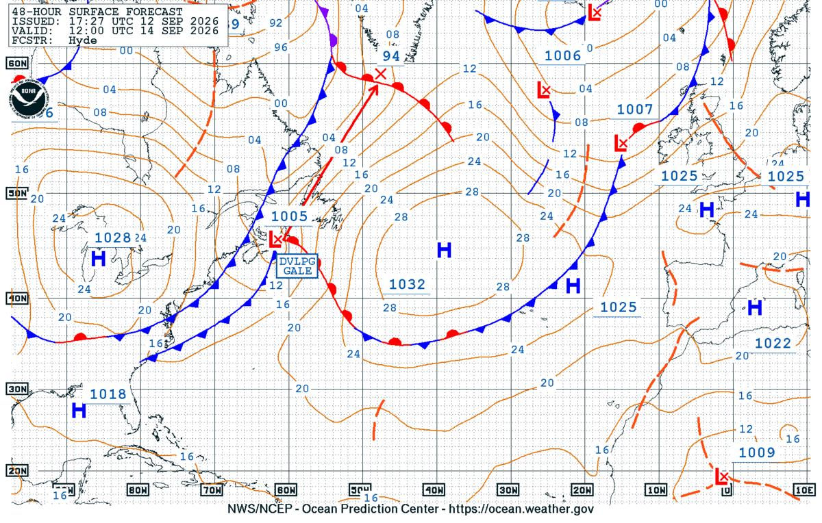 North Atlantic 48 Hour Surface Forecast