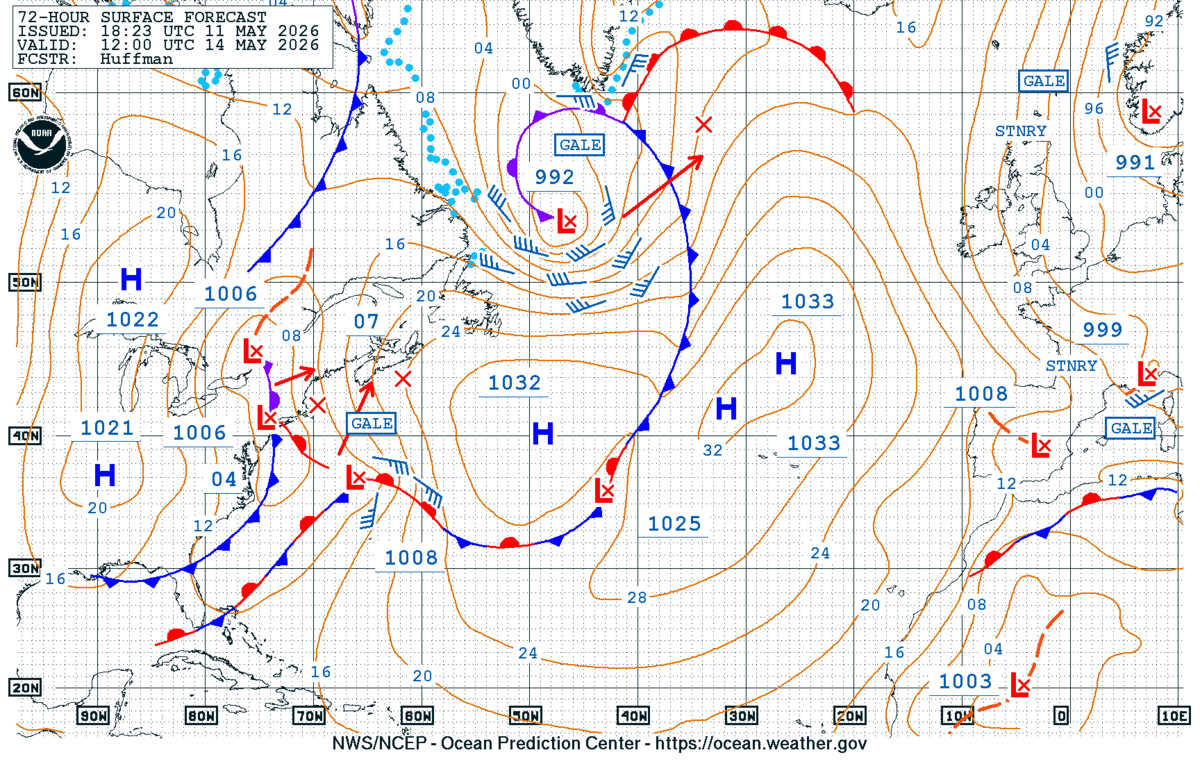 North Atlantic 72 Hour Surface Forecast