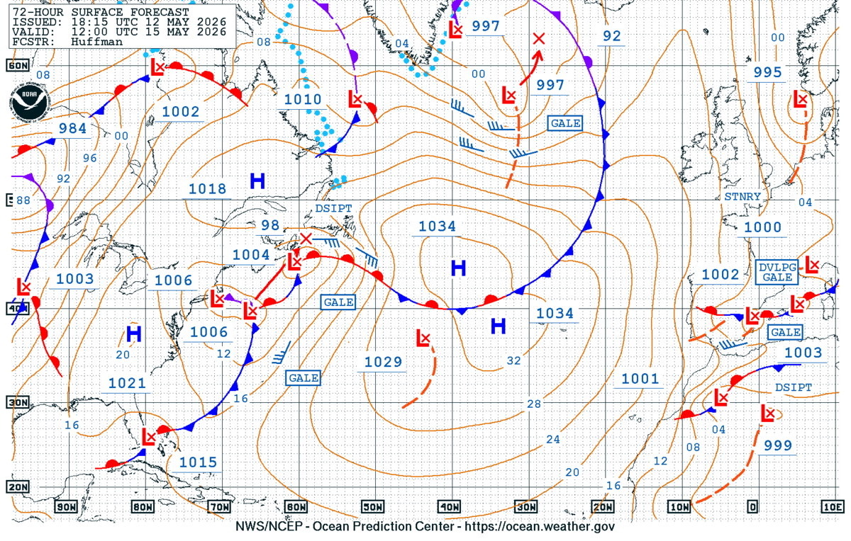 North Atlantic 72 Hour Surface Forecast