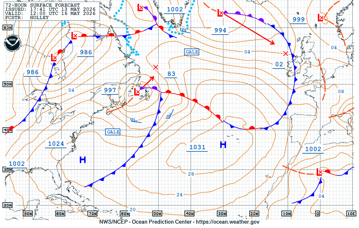 North Atlantic 72 Hour Surface Forecast