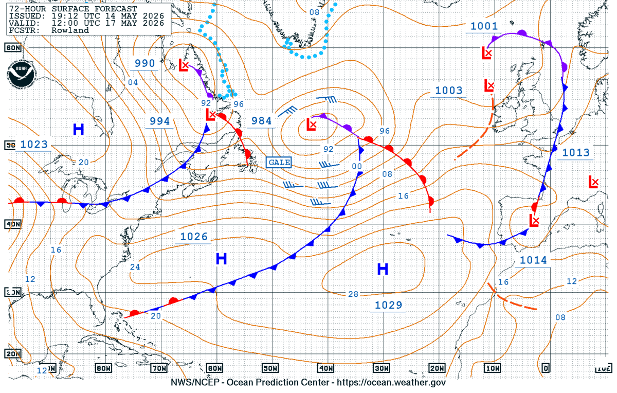 North Atlantic 72 Hour Surface Forecast