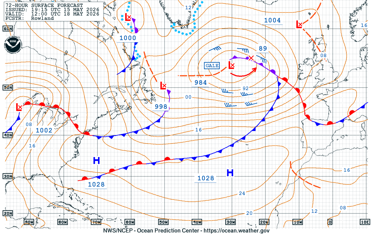 North Atlantic 72 Hour Surface Forecast