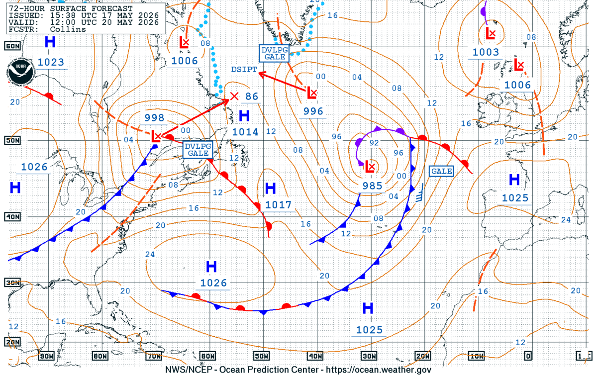 North Atlantic 72 Hour Surface Forecast