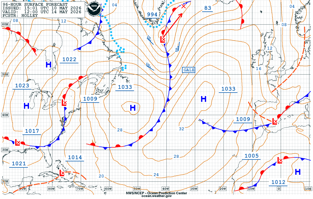 North Atlantic 96 Hour Surface Forecast