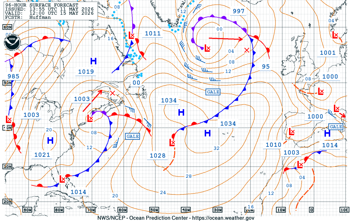 North Atlantic 96 Hour Surface Forecast