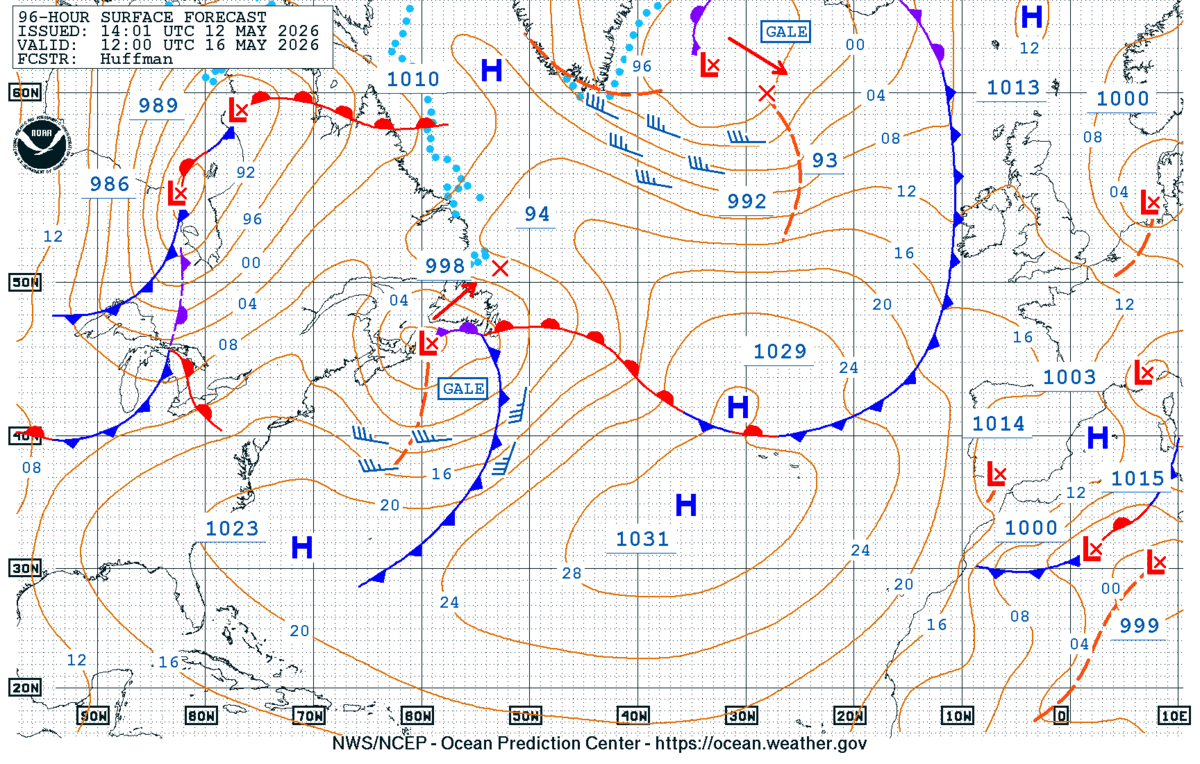 North Atlantic 96 Hour Surface Forecast